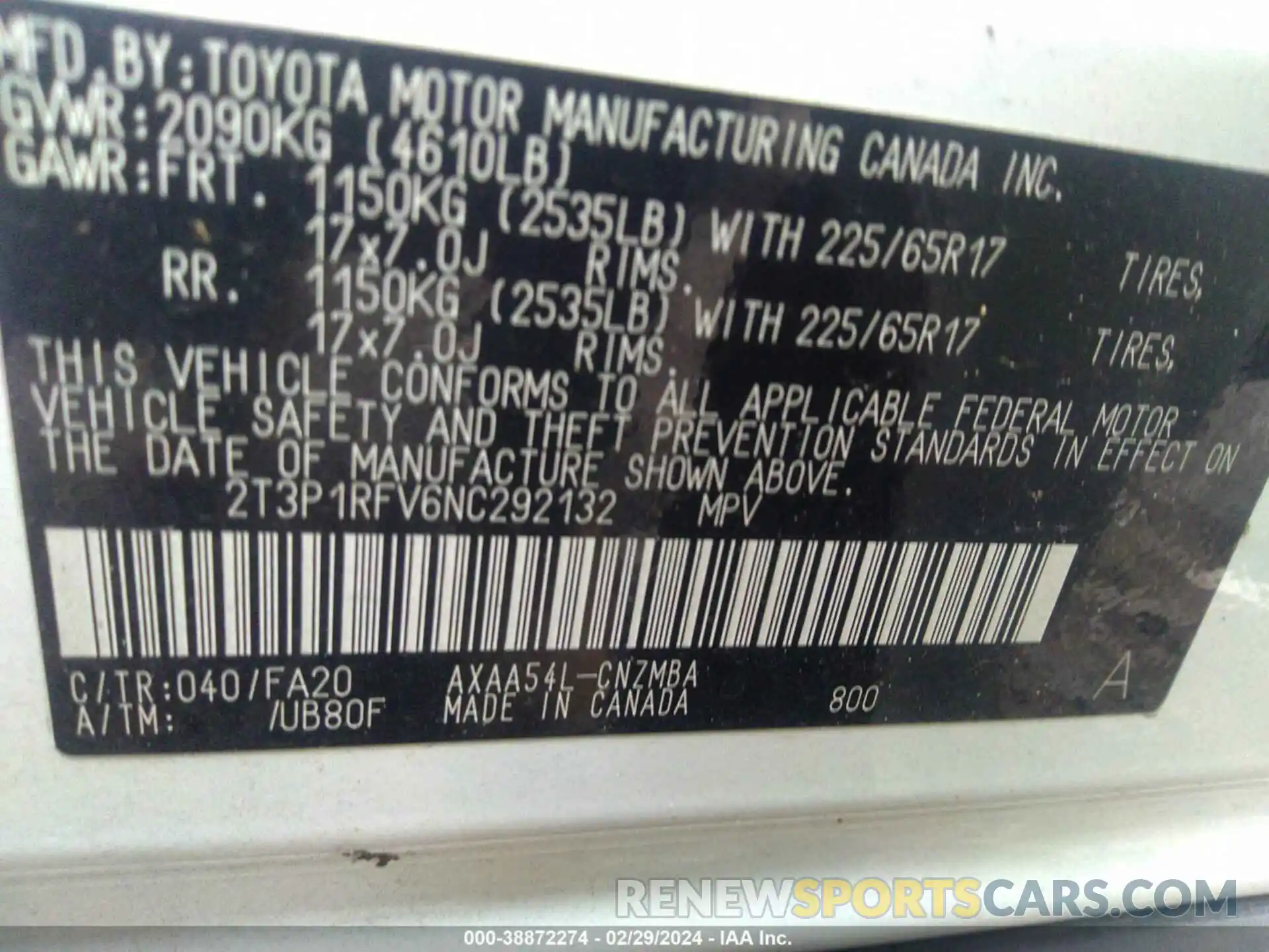 9 Фотография поврежденного автомобиля 2T3P1RFV6NC292132 TOYOTA RAV4 2022