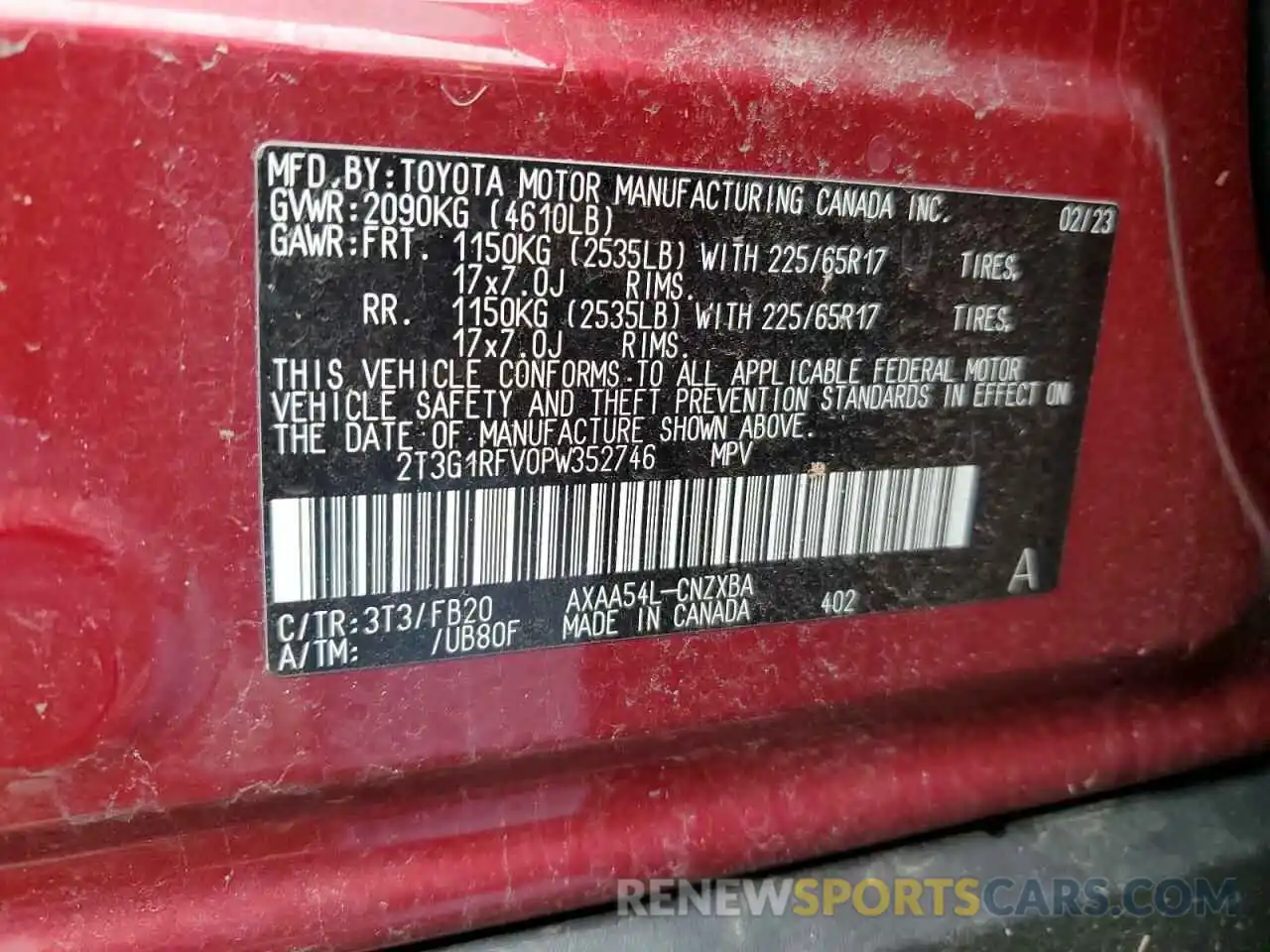 13 Фотография поврежденного автомобиля 2T3G1RFV0PW352746 TOYOTA RAV4 2023