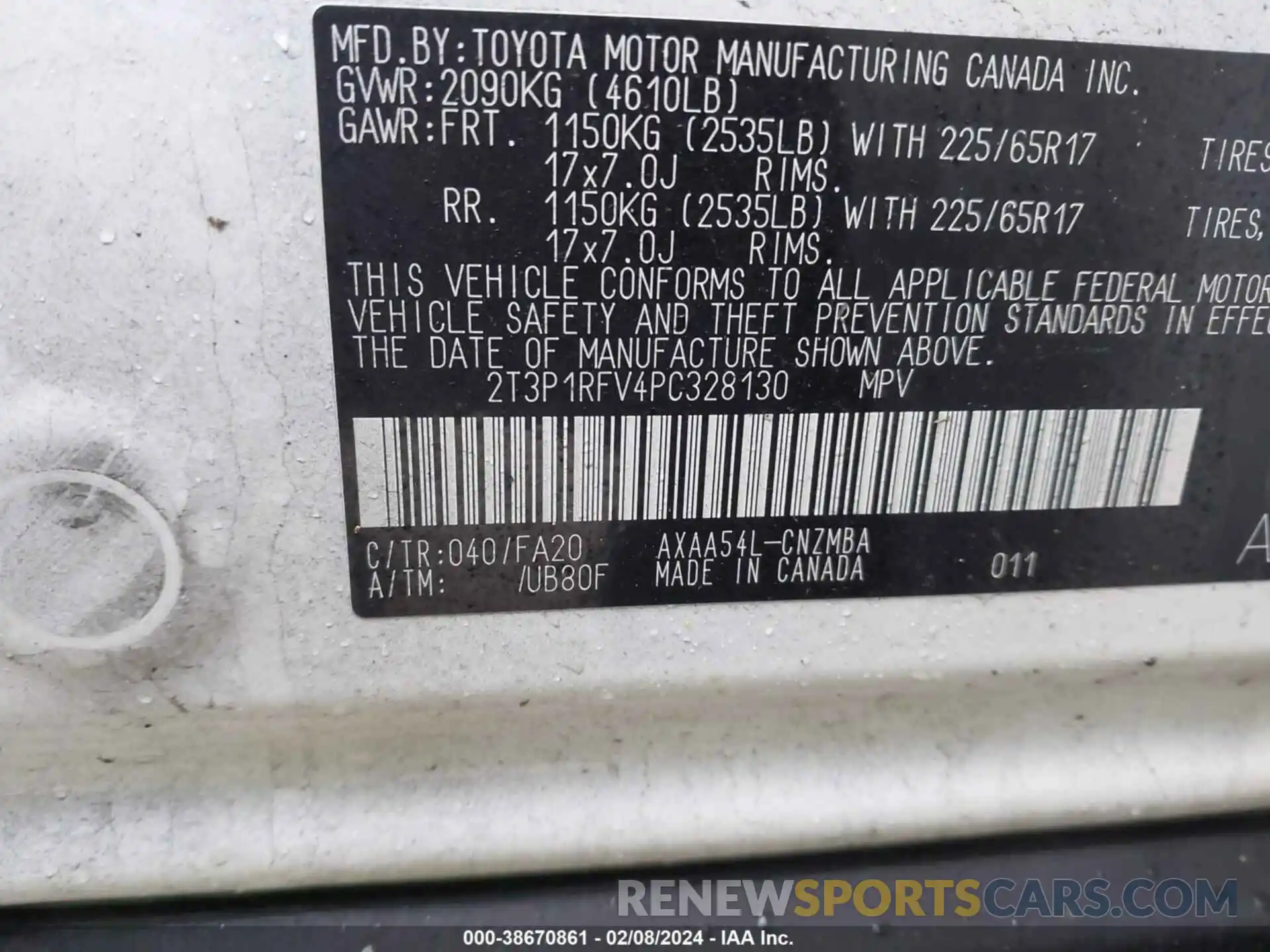 9 Фотография поврежденного автомобиля 2T3P1RFV4PC328130 TOYOTA RAV4 2023