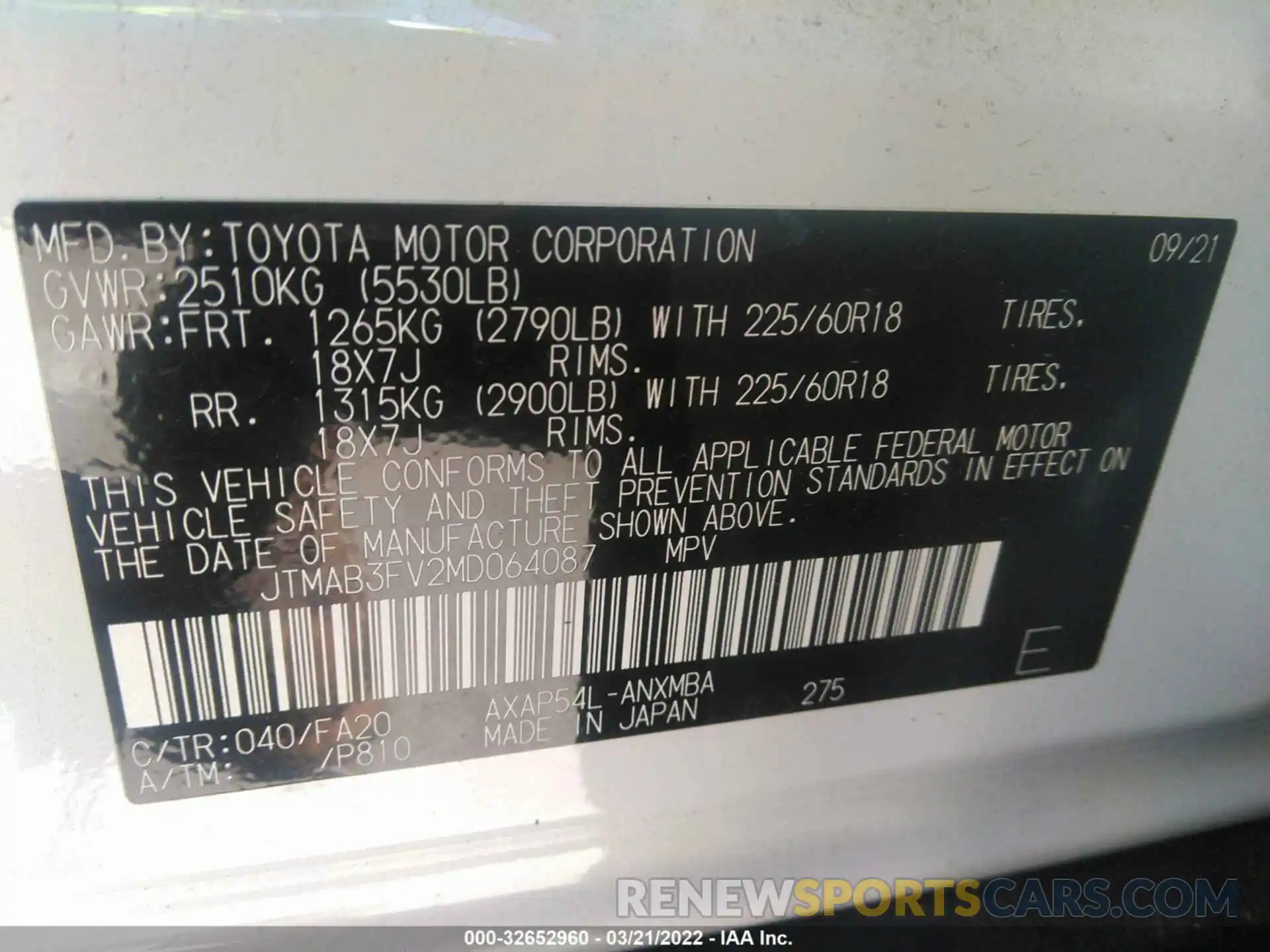 9 Фотография поврежденного автомобиля JTMAB3FV2MD064087 TOYOTA RAV4 PRIME 2021