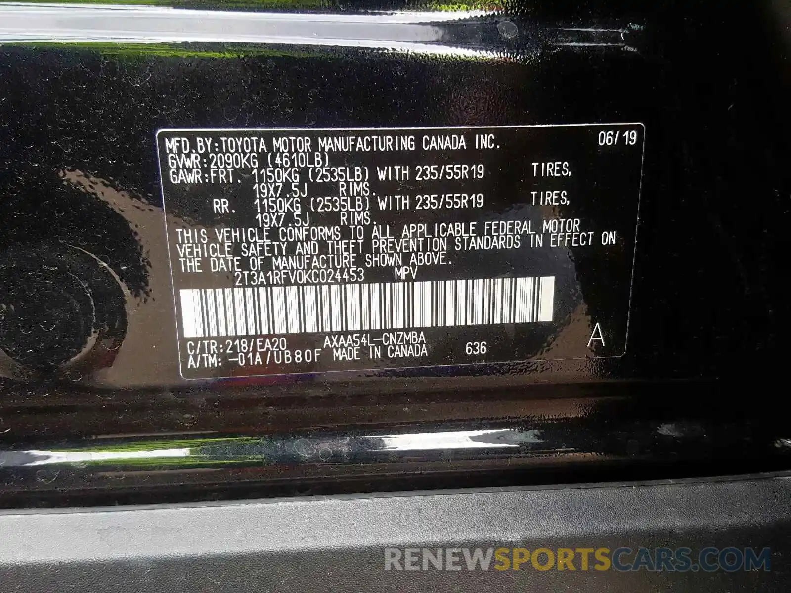 10 Фотография поврежденного автомобиля 2T3A1RFV0KC024453 TOYOTA RAV4 XLE P 2019