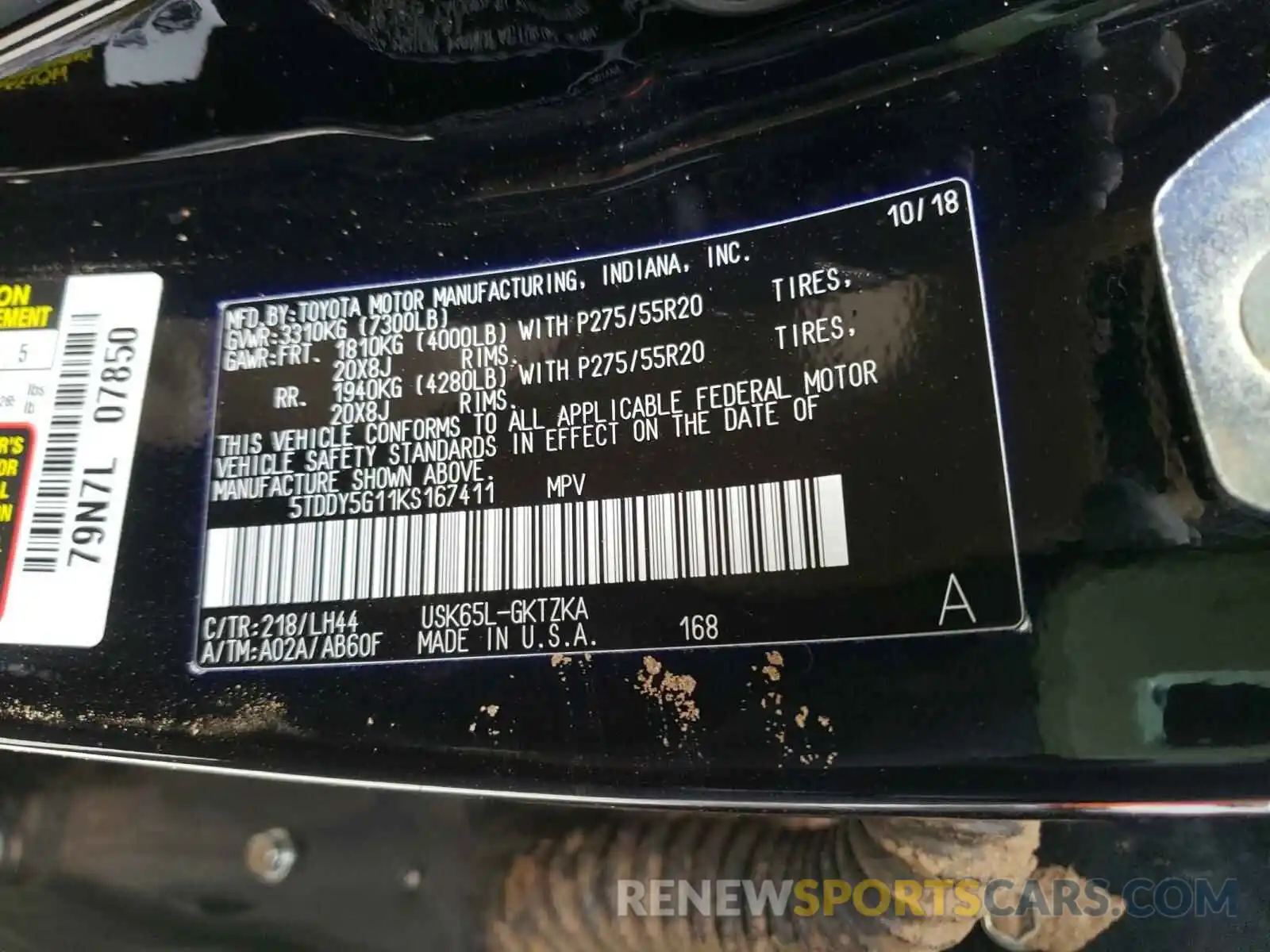 10 Photograph of a damaged car 5TDDY5G11KS167411 TOYOTA SEQUOIA 2019