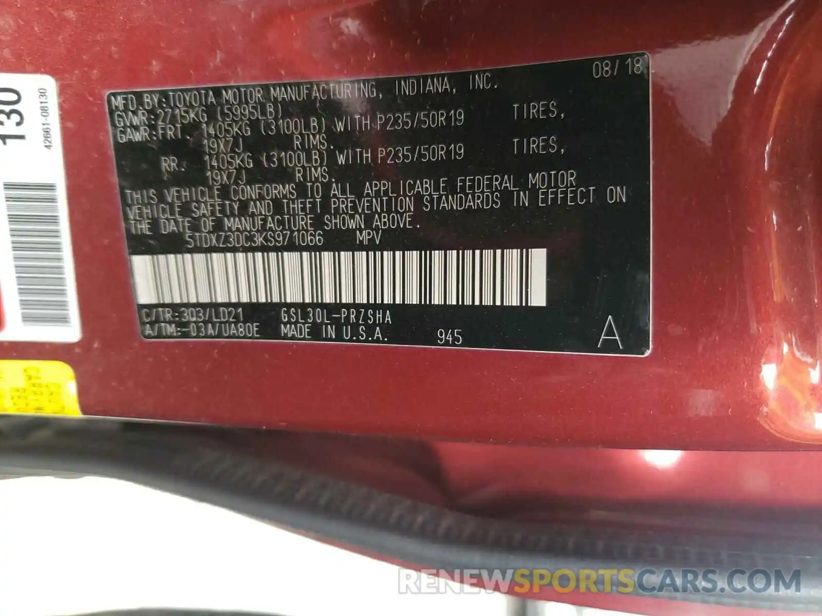 10 Photograph of a damaged car 5TDXZ3DC3KS971066 TOYOTA SIENNA 2019