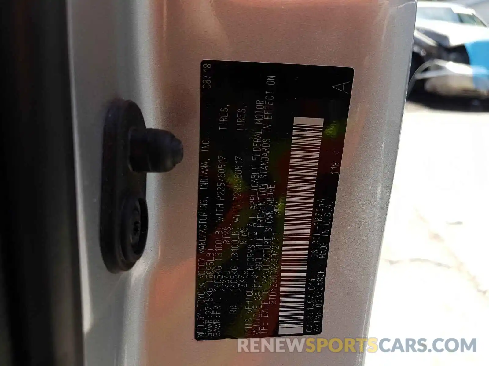 10 Photograph of a damaged car 5TDYZ3DCXKS972171 TOYOTA SIENNA 2019