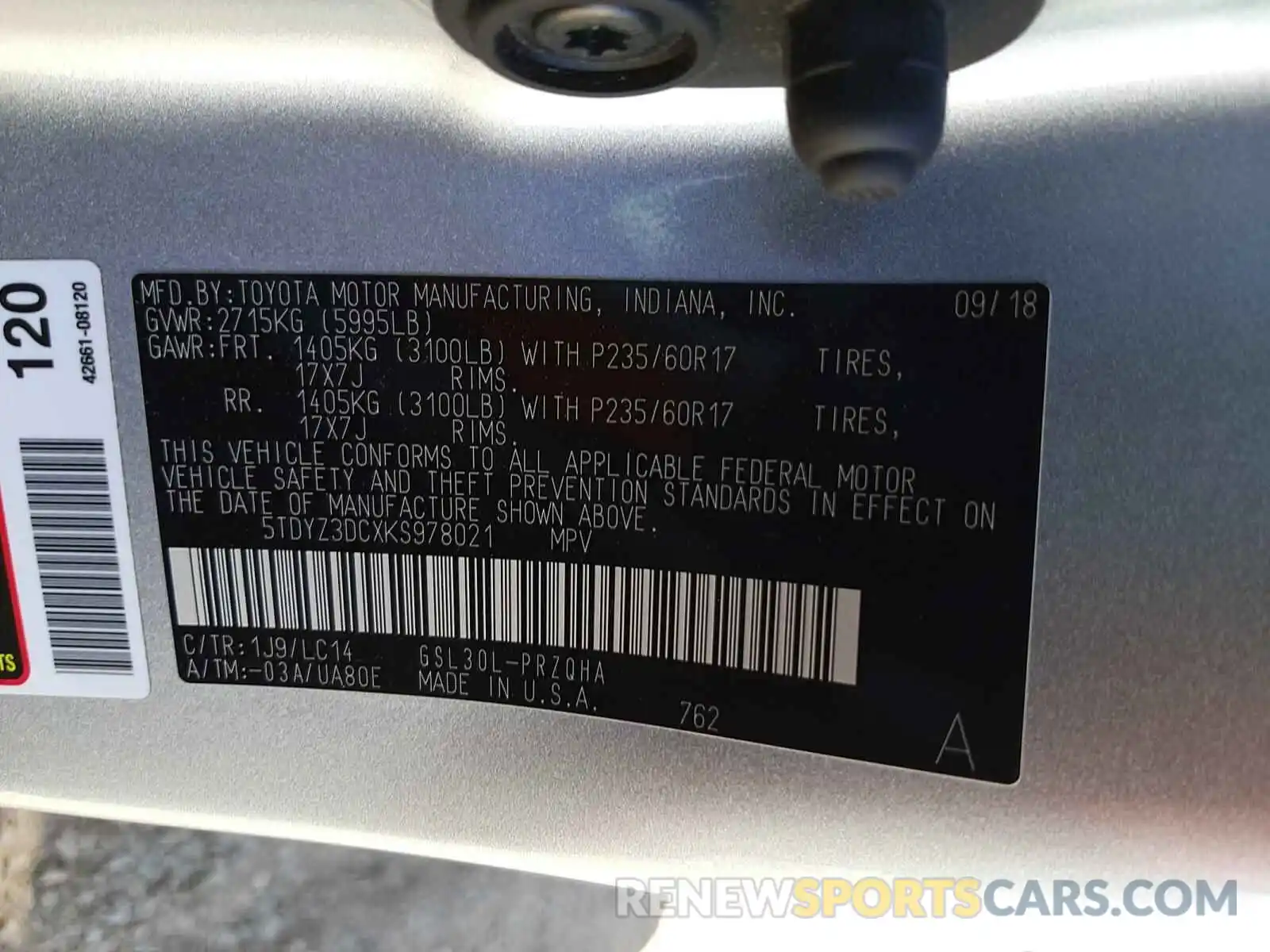 10 Photograph of a damaged car 5TDYZ3DCXKS978021 TOYOTA SIENNA 2019