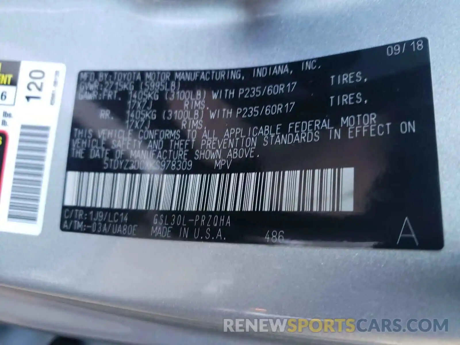 10 Photograph of a damaged car 5TDYZ3DCXKS978309 TOYOTA SIENNA 2019