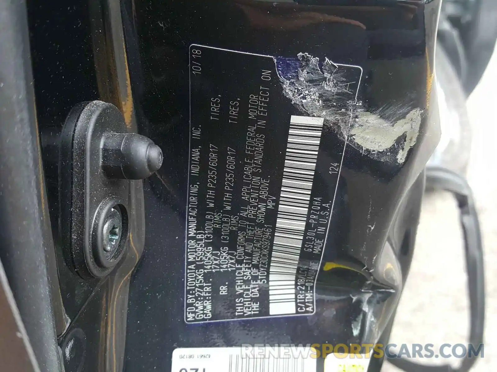 10 Photograph of a damaged car 5TDYZ3DCXKS979461 TOYOTA SIENNA 2019