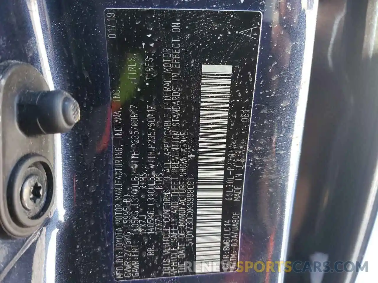 10 Photograph of a damaged car 5TDYZ3DCXKS998091 TOYOTA SIENNA 2019