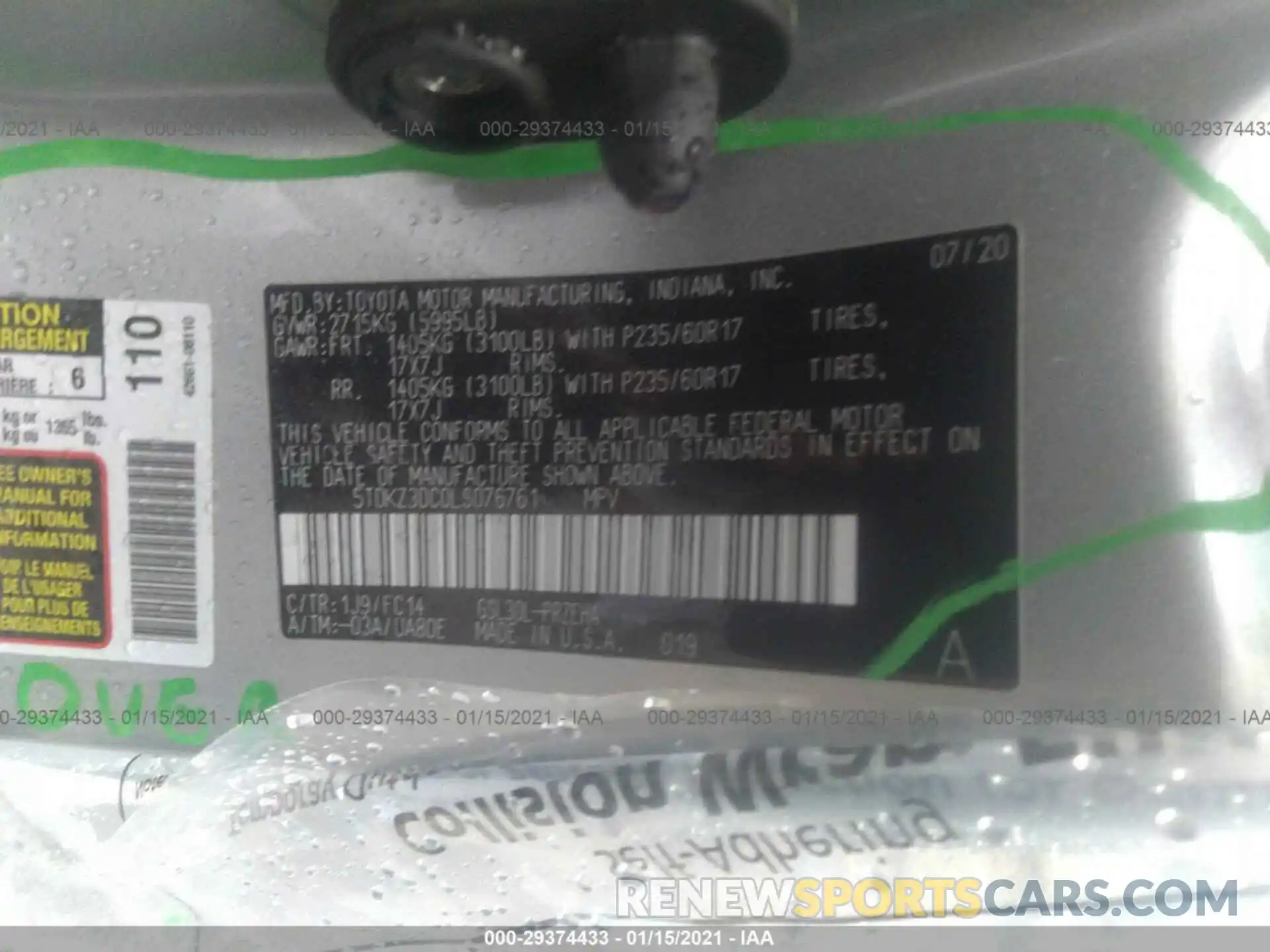 9 Фотография поврежденного автомобиля 5TDKZ3DC0LS076761 TOYOTA SIENNA 2020