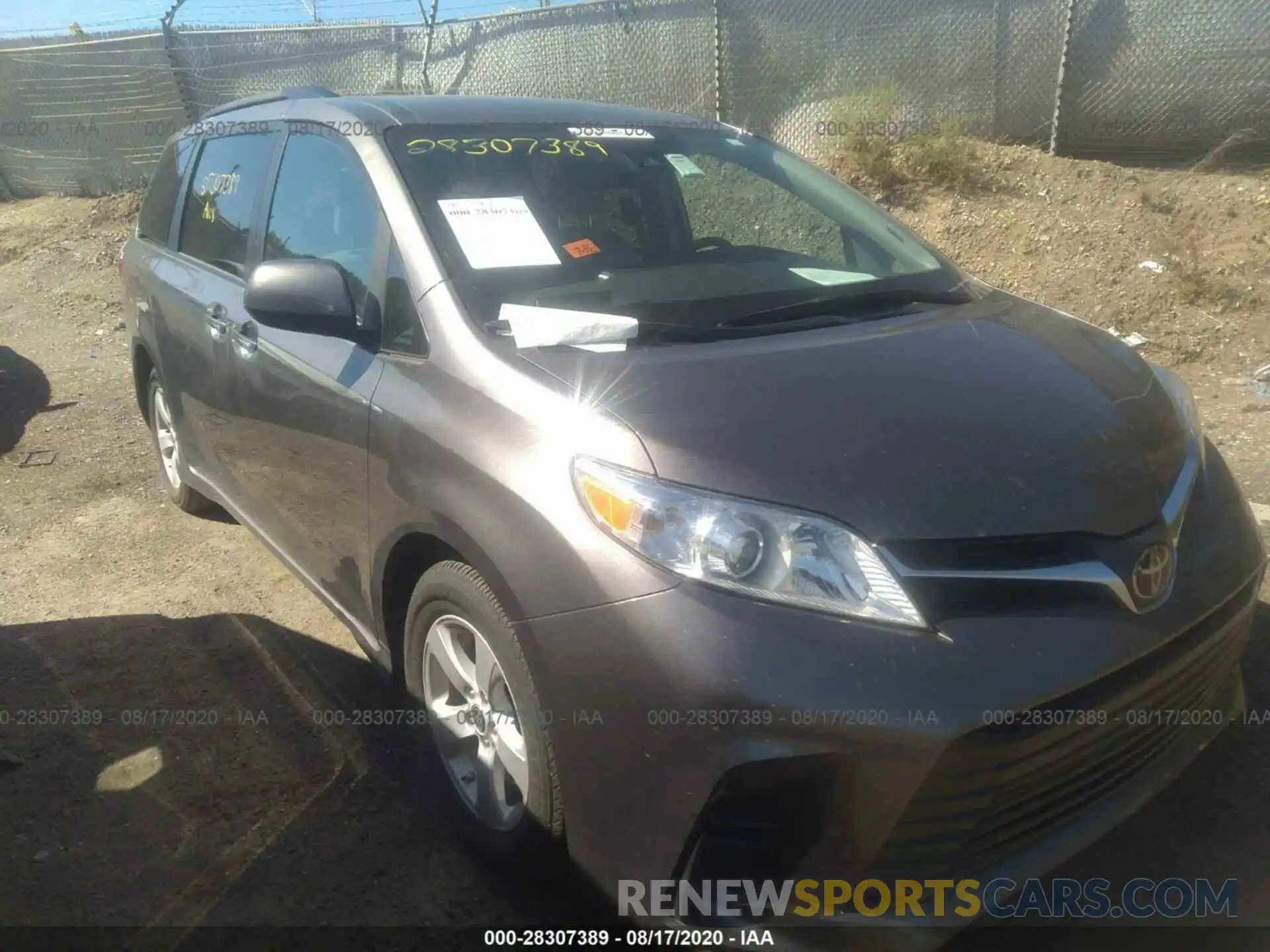 1 Photograph of a damaged car 5TDKZ3DC8LS061327 TOYOTA SIENNA 2020