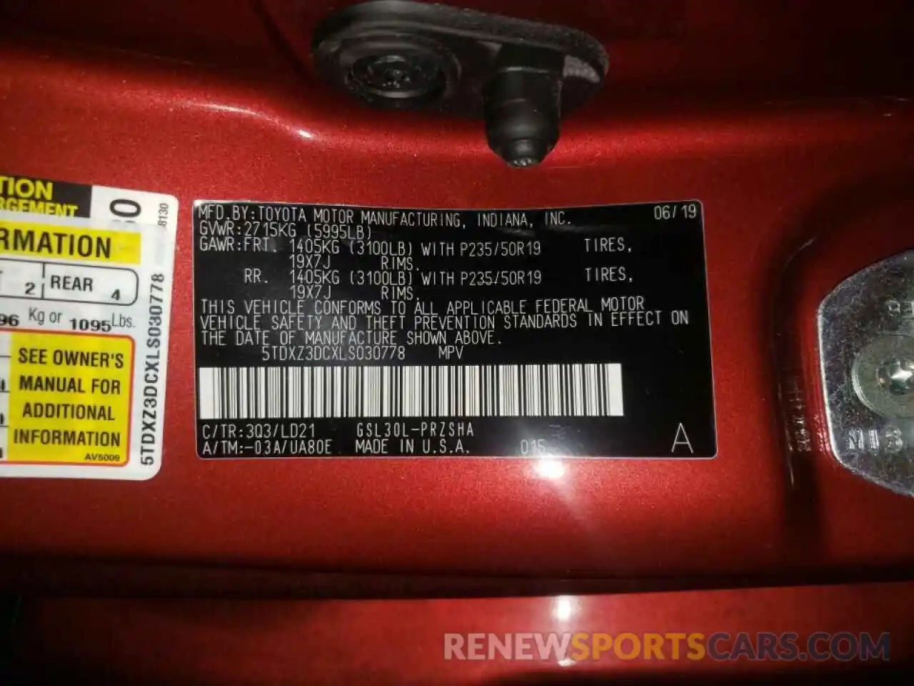 10 Фотография поврежденного автомобиля 5TDXZ3DCXLS030778 TOYOTA SIENNA 2020