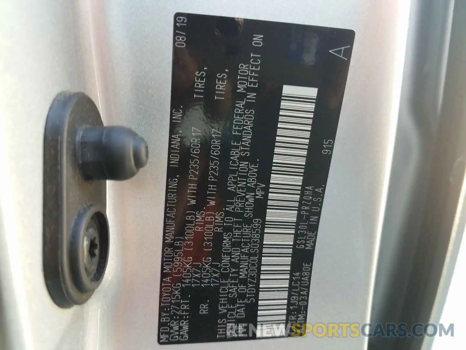 10 Фотография поврежденного автомобиля 5TDYZ3DC0LS038599 TOYOTA SIENNA 2020