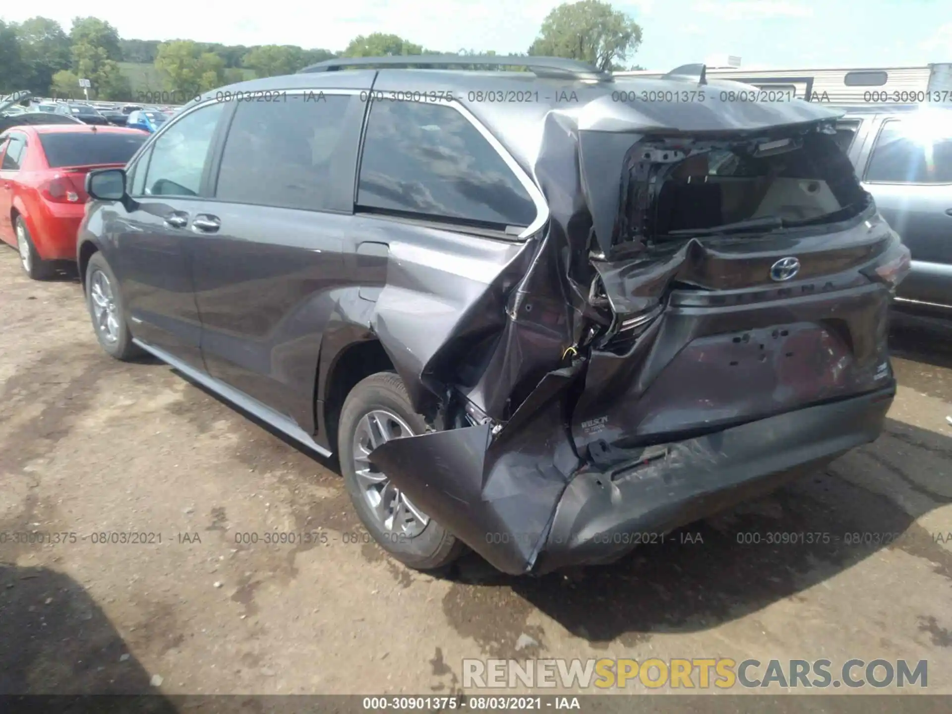 3 Фотография поврежденного автомобиля 5TDJRKEC8MS017561 TOYOTA SIENNA 2021