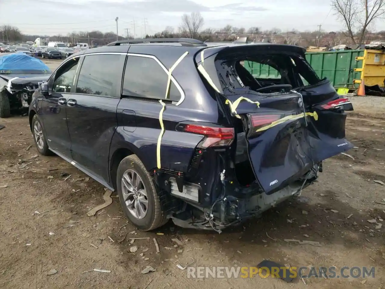 3 Photograph of a damaged car 5TDJSKFC3MS020225 TOYOTA SIENNA 2021