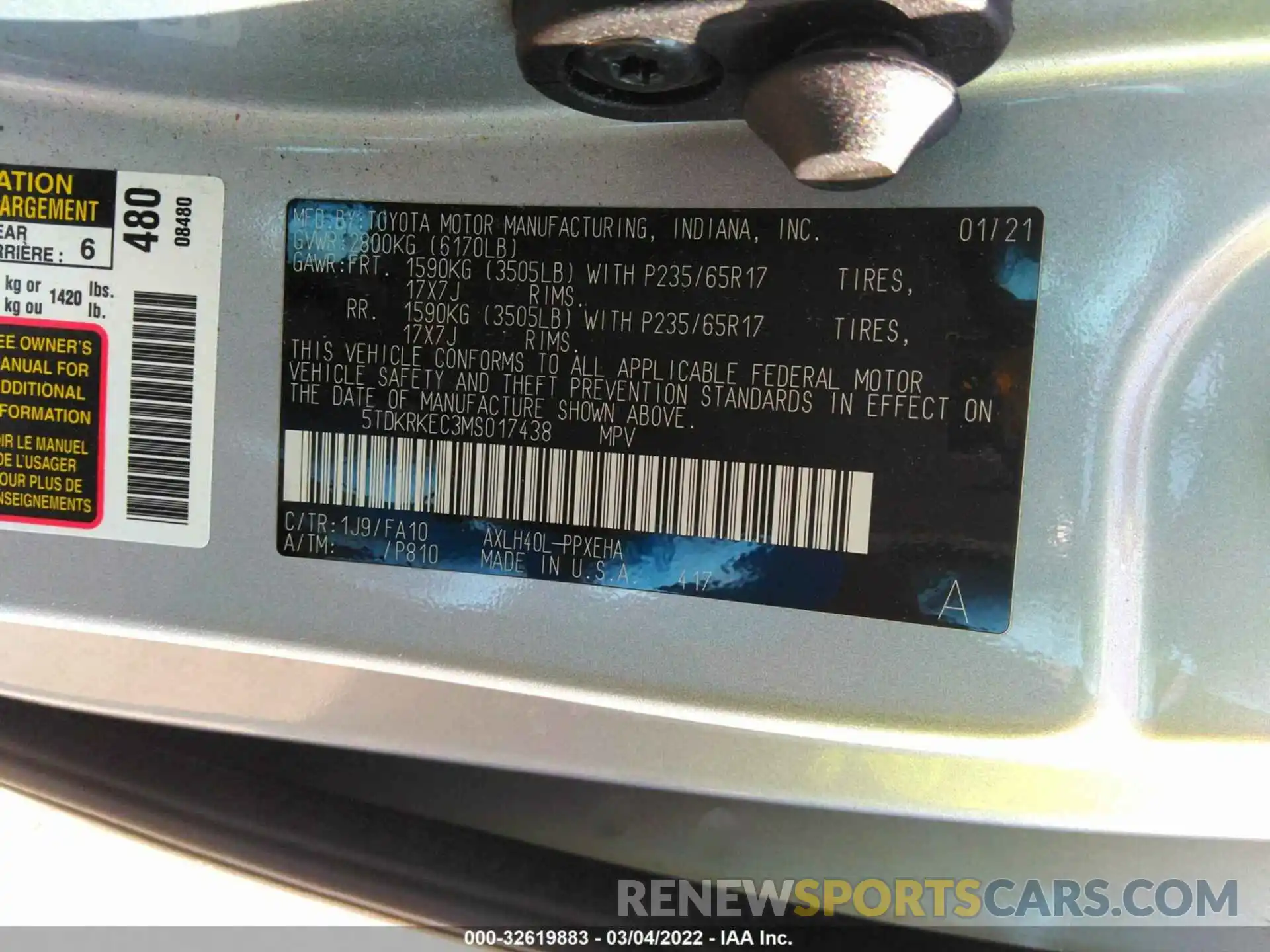 9 Фотография поврежденного автомобиля 5TDKRKEC3MS017438 TOYOTA SIENNA 2021