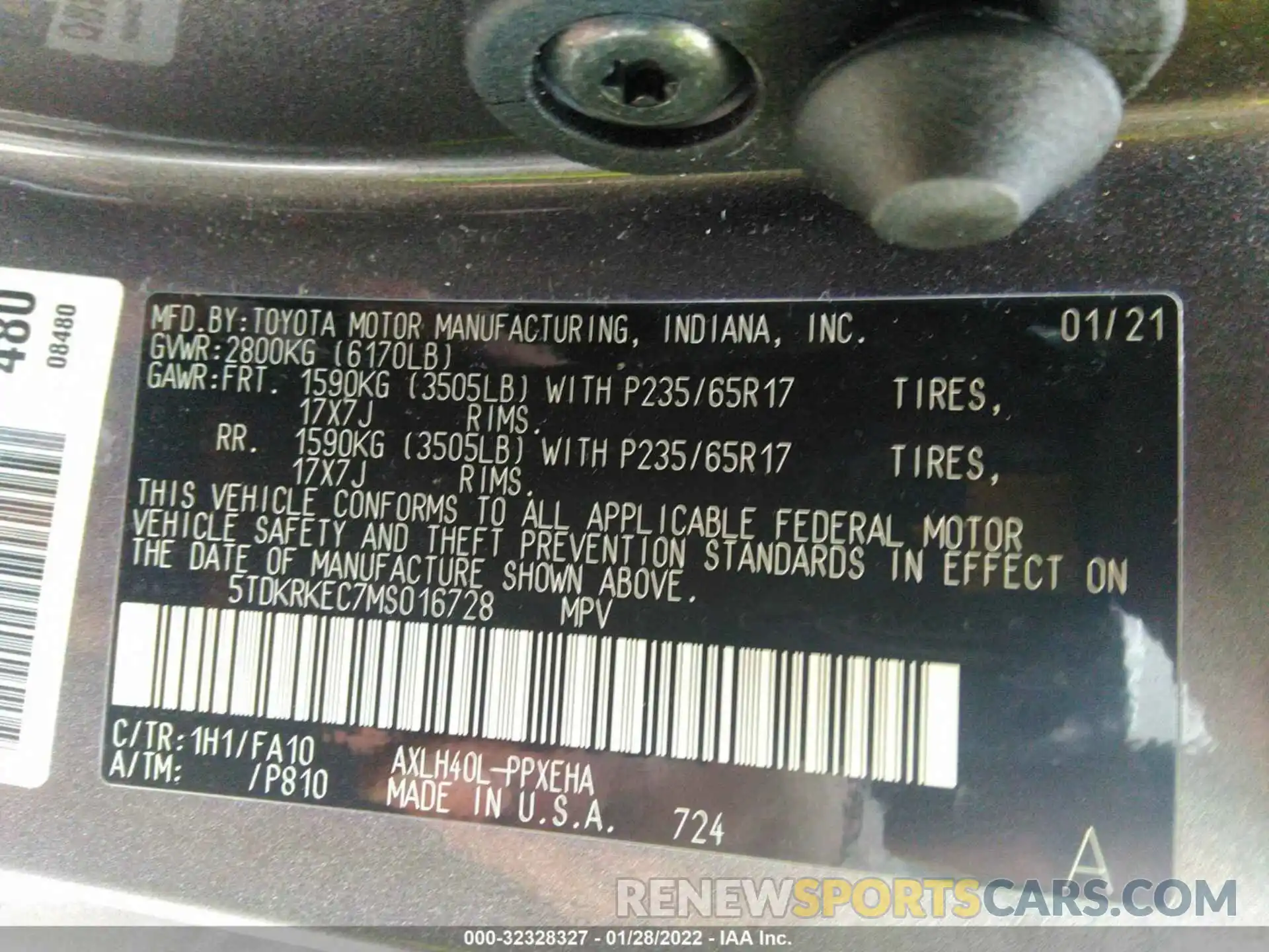 9 Фотография поврежденного автомобиля 5TDKRKEC7MS016728 TOYOTA SIENNA 2021