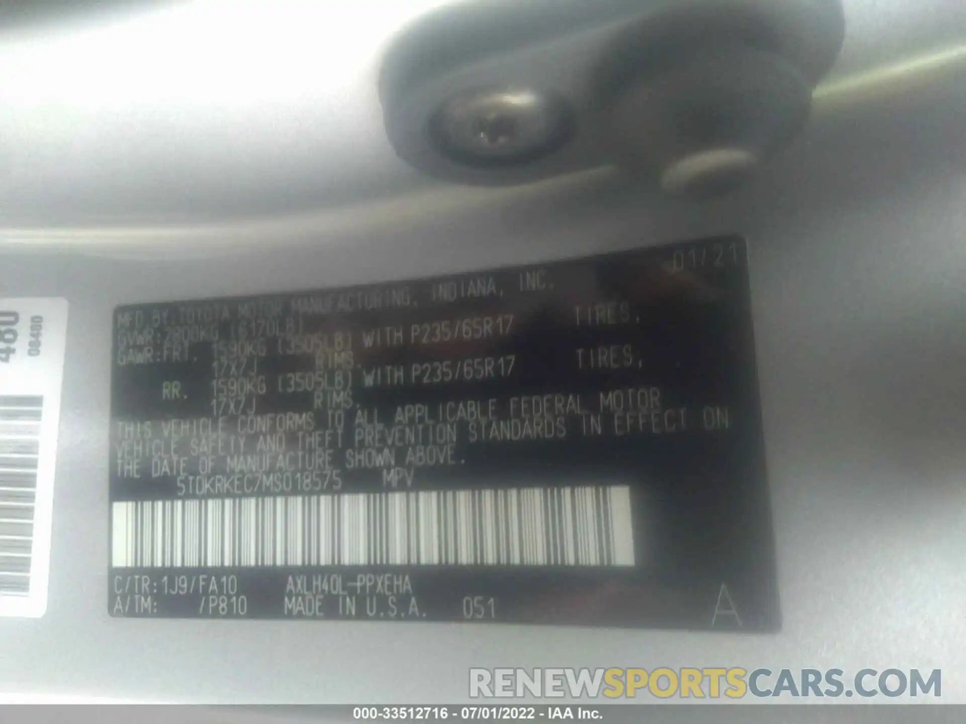 9 Фотография поврежденного автомобиля 5TDKRKEC7MS018575 TOYOTA SIENNA 2021