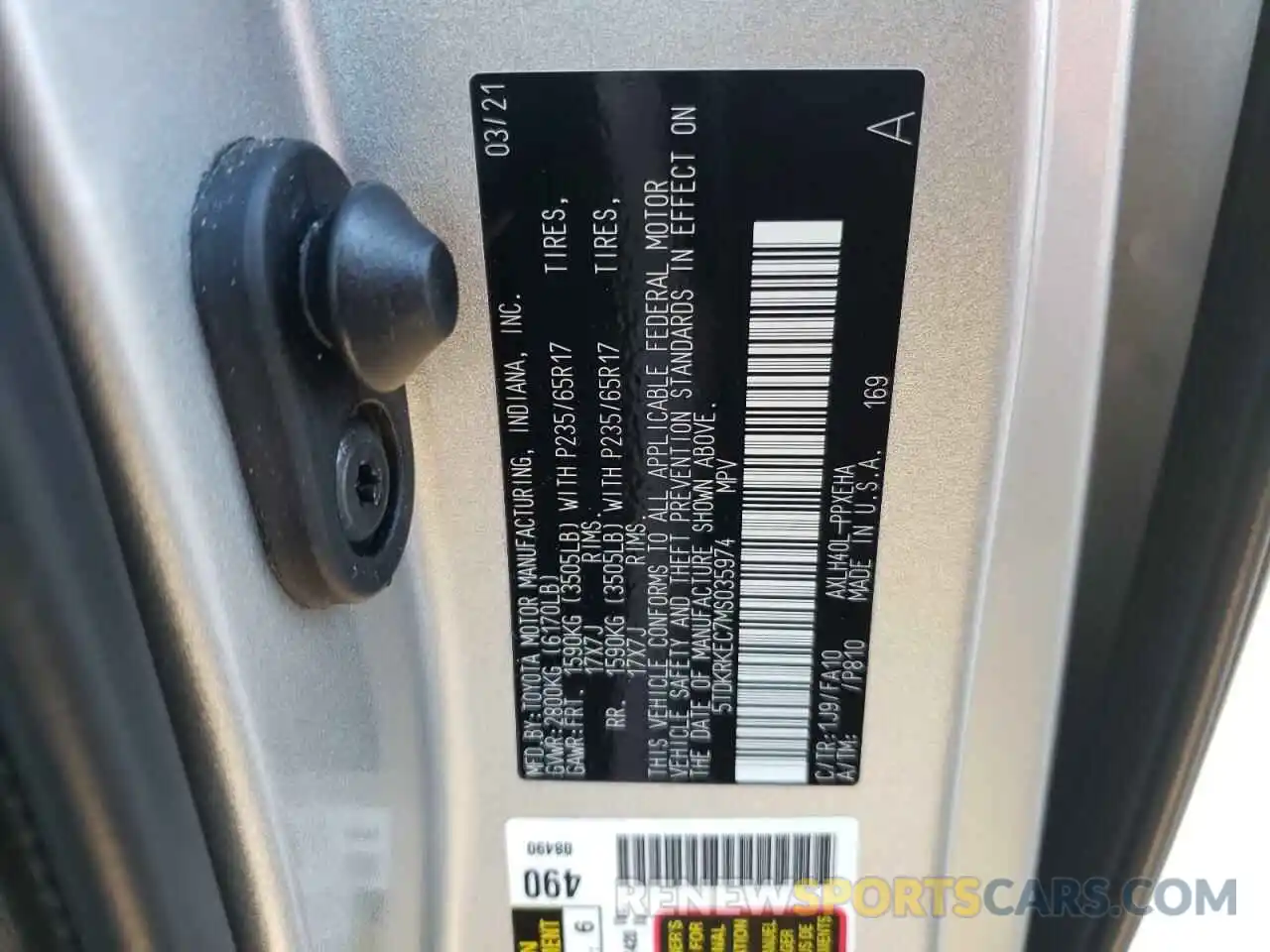 10 Фотография поврежденного автомобиля 5TDKRKEC7MS035974 TOYOTA SIENNA 2021