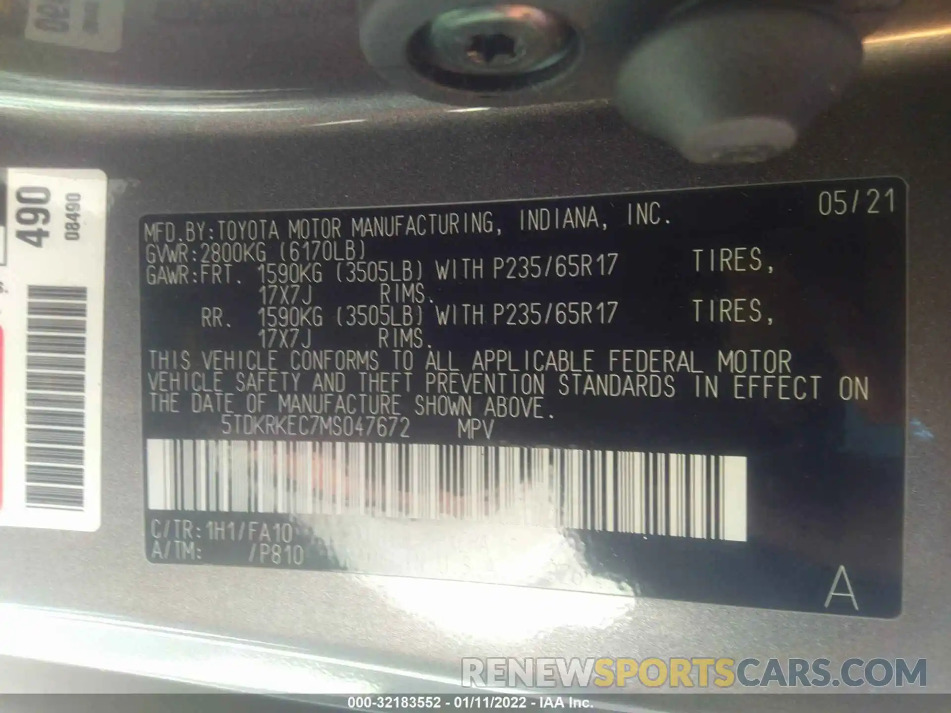 9 Фотография поврежденного автомобиля 5TDKRKEC7MS047672 TOYOTA SIENNA 2021