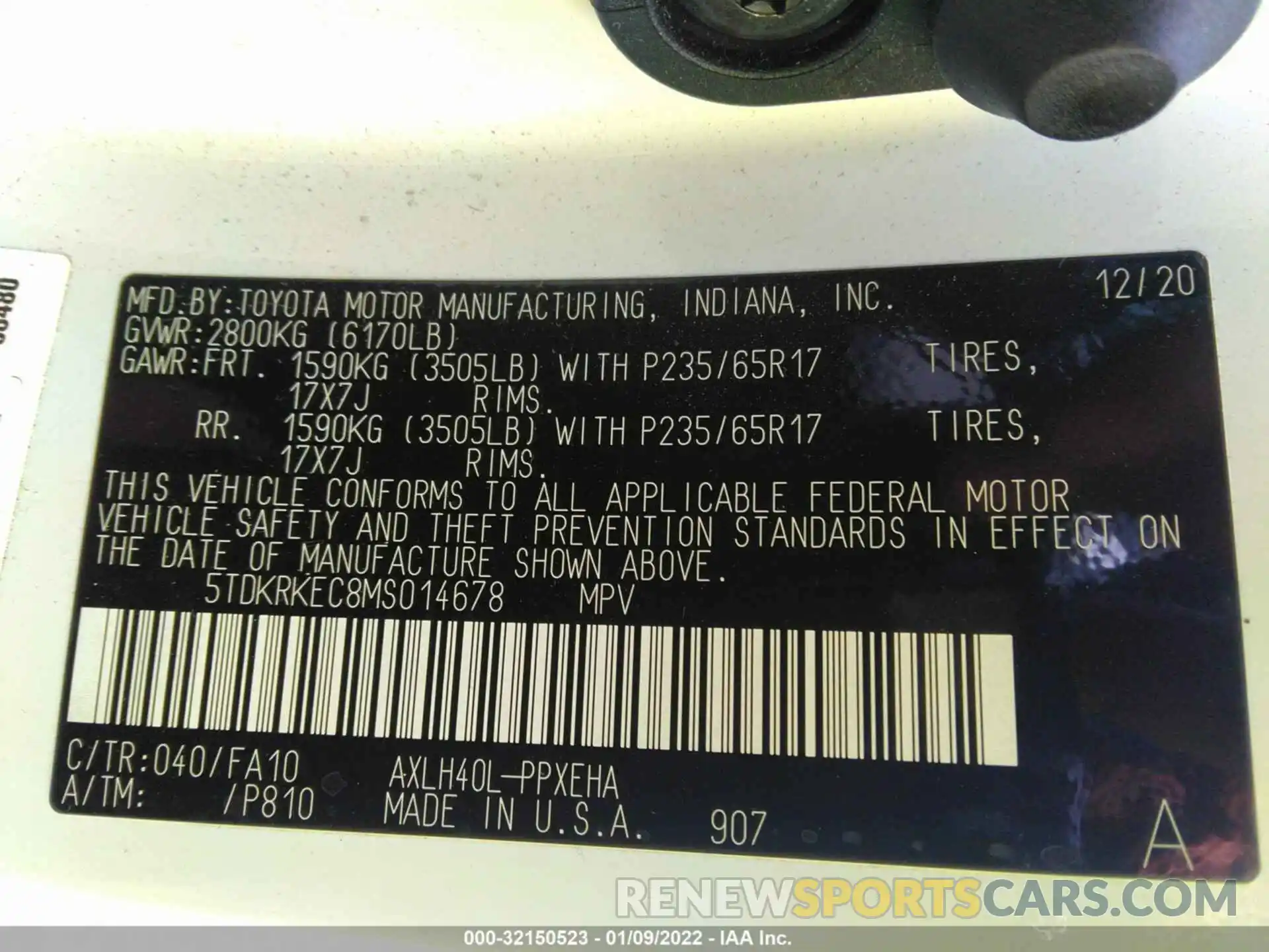 9 Фотография поврежденного автомобиля 5TDKRKEC8MS014678 TOYOTA SIENNA 2021