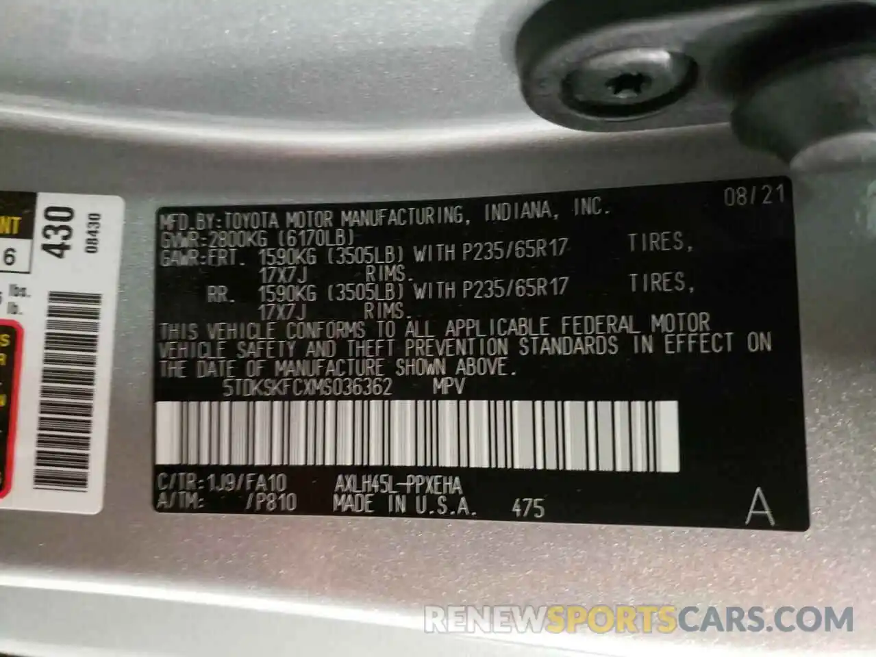 10 Фотография поврежденного автомобиля 5TDKSKFCXMS036362 TOYOTA SIENNA 2021