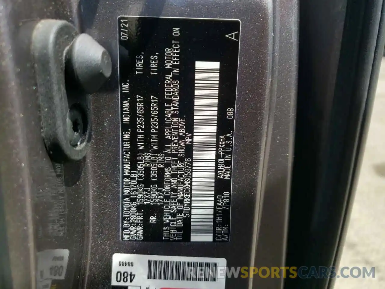 10 Фотография поврежденного автомобиля 5TDYRKECXMS059776 TOYOTA SIENNA 2021