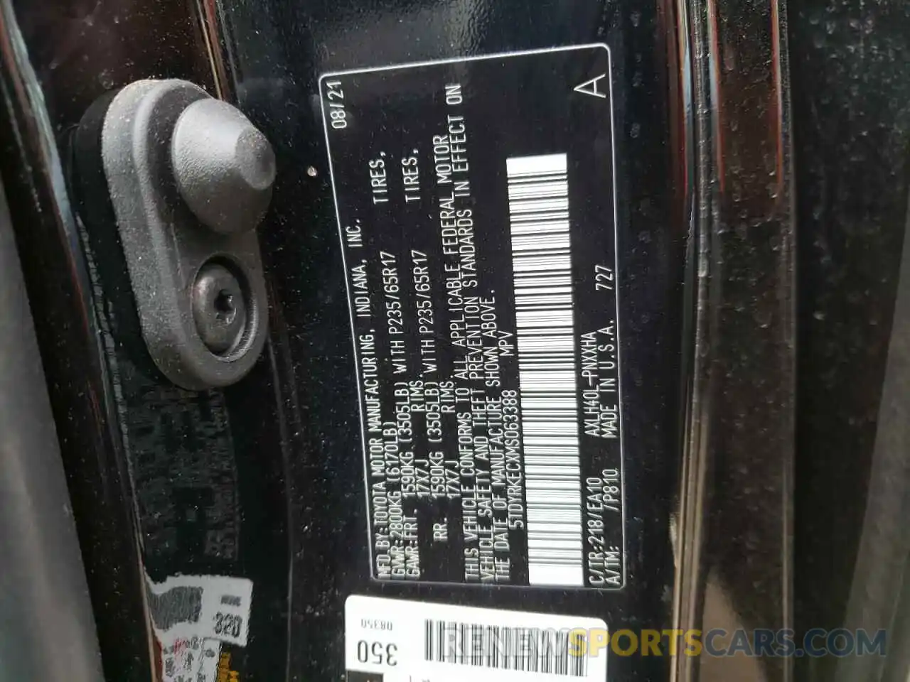 10 Фотография поврежденного автомобиля 5TDYRKECXMS063388 TOYOTA SIENNA 2021