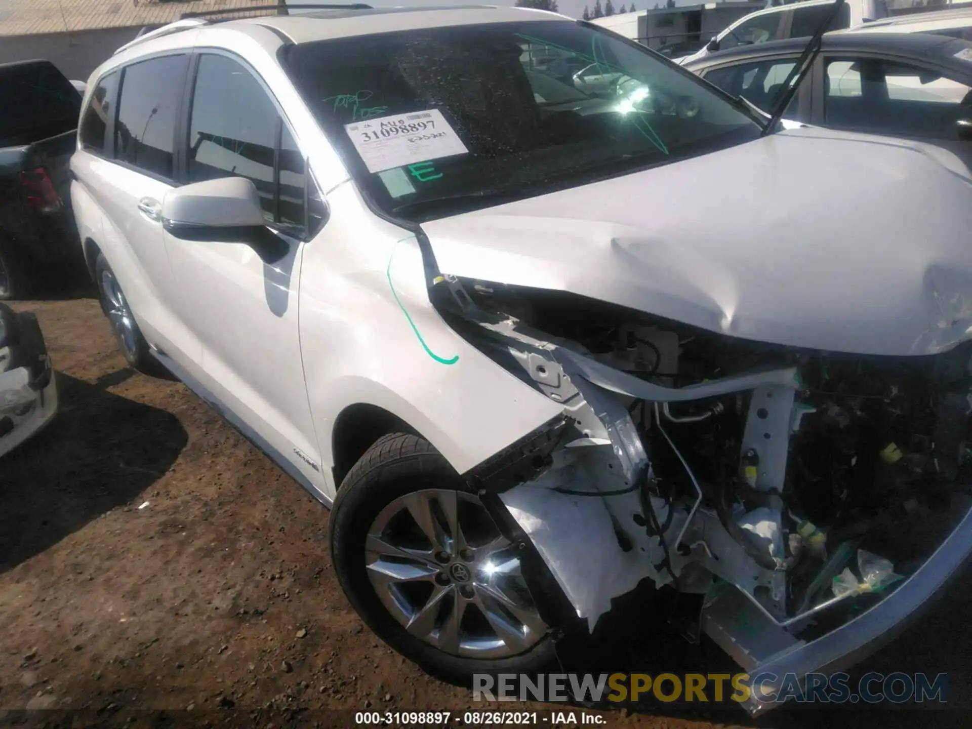 1 Photograph of a damaged car 5TDZSKFC9MS029627 TOYOTA SIENNA 2021