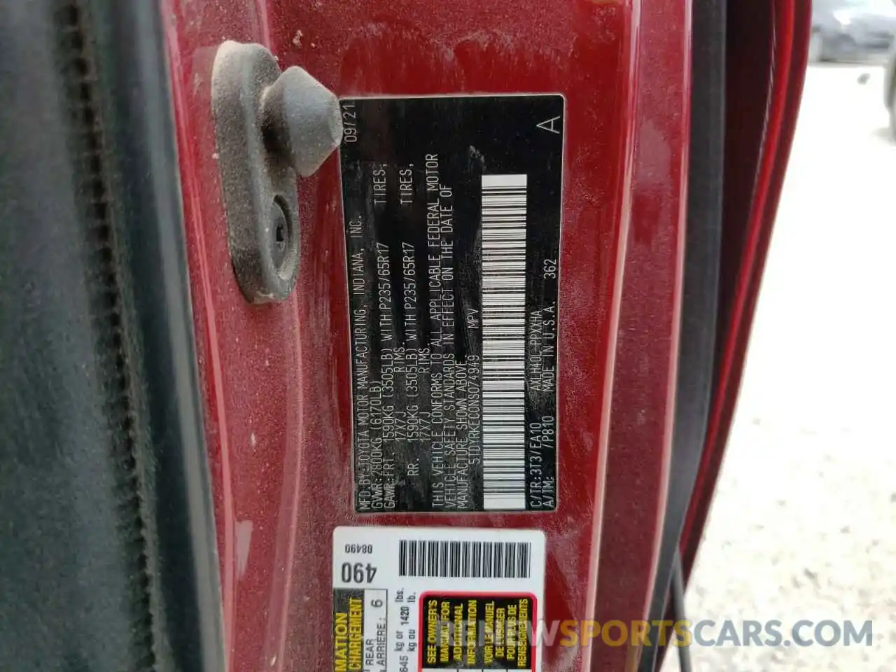 10 Фотография поврежденного автомобиля 5TDYRKEC0NS074949 TOYOTA SIENNA 2022