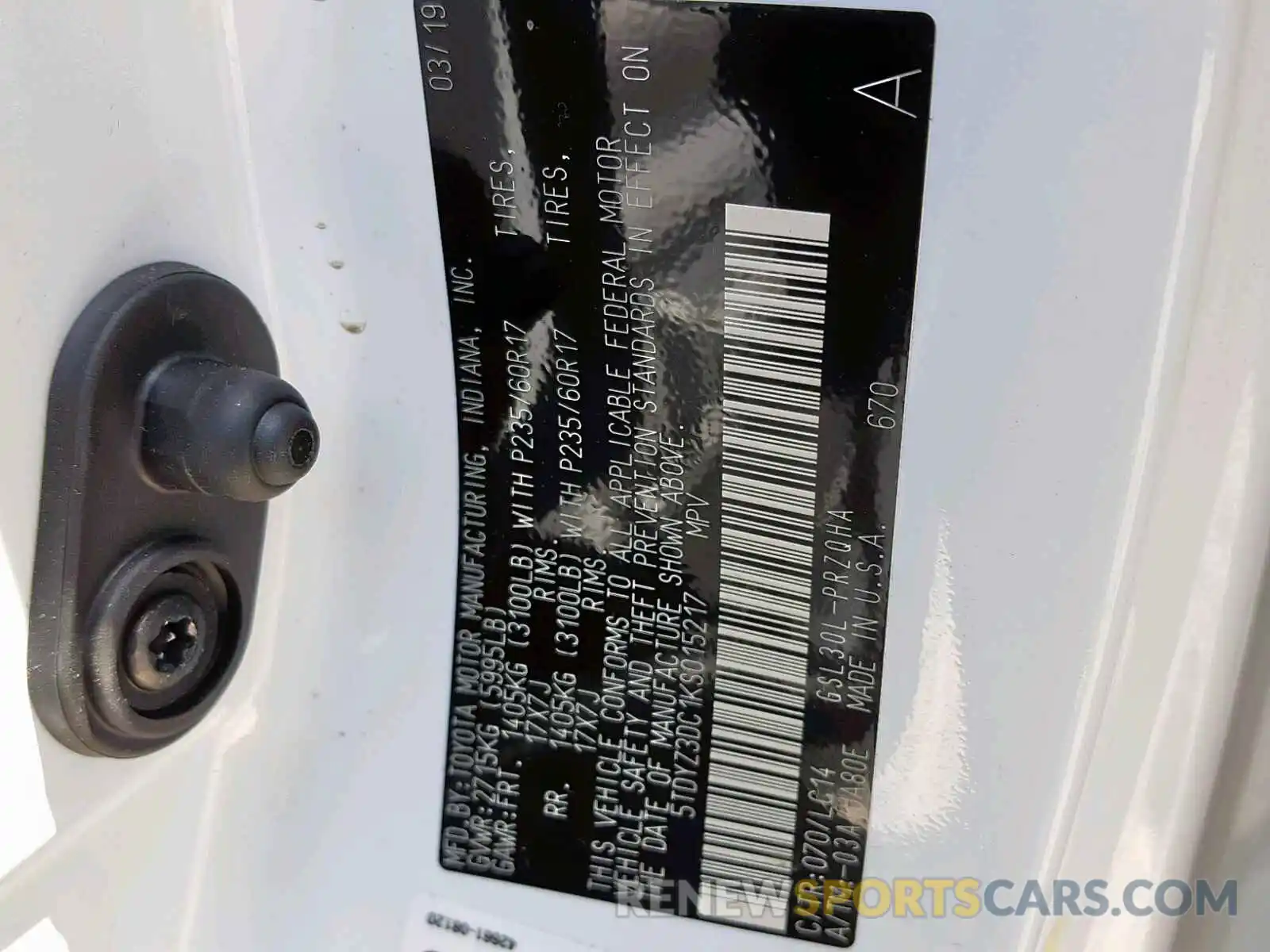 10 Photograph of a damaged car 5TDYZ3DC1KS015217 TOYOTA SIENNA LIM 2019