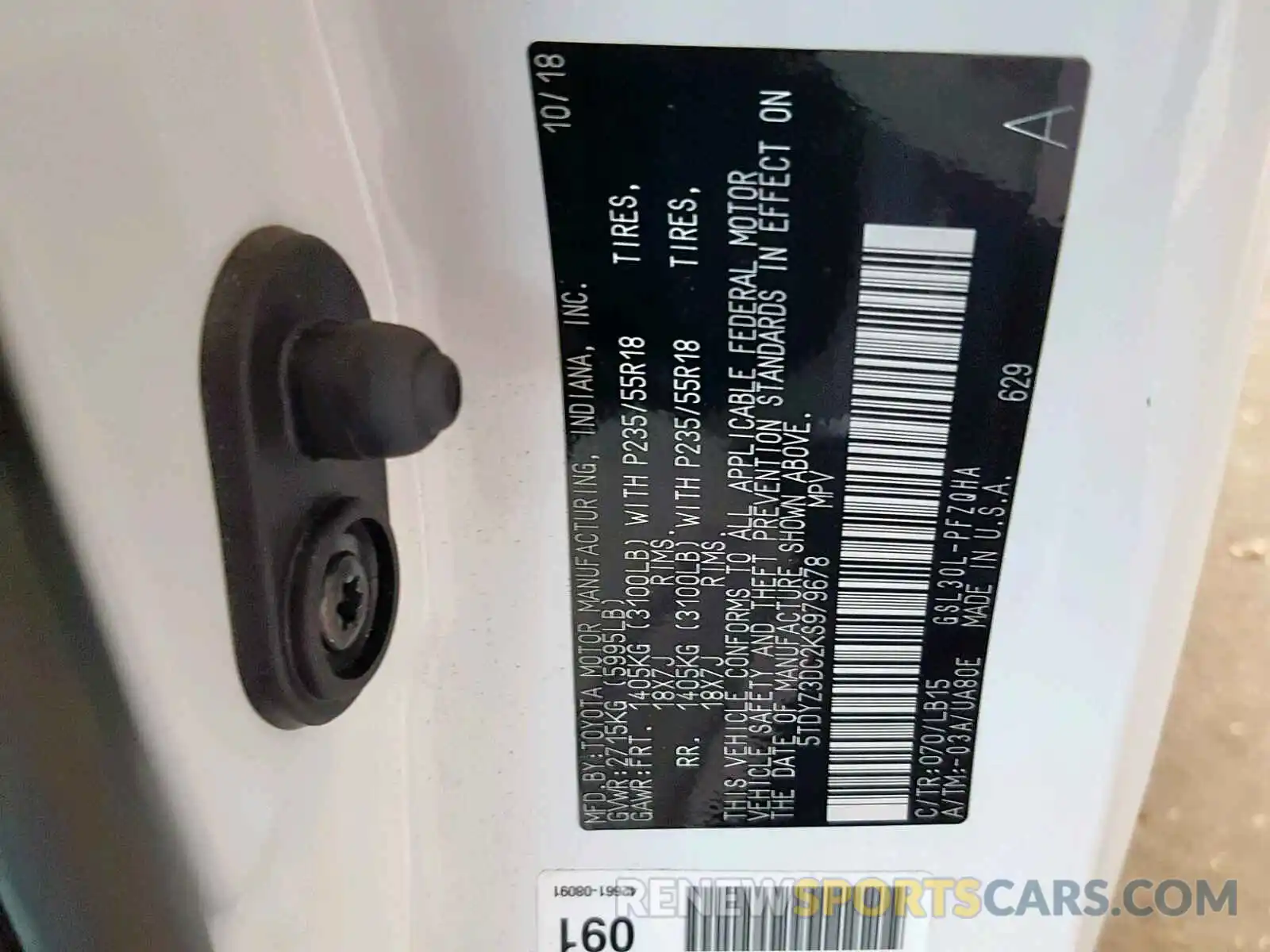 10 Photograph of a damaged car 5TDYZ3DC2KS979678 TOYOTA SIENNA LIM 2019