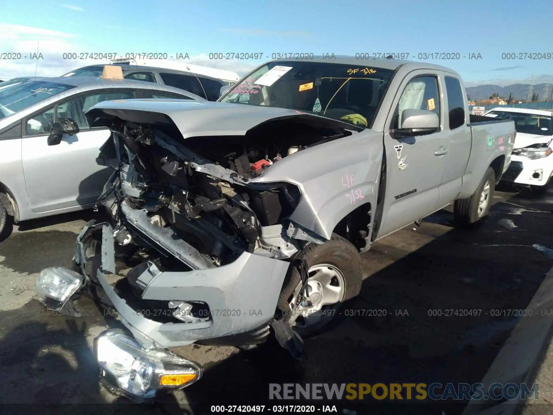 2 Photograph of a damaged car 5TFRX5GN2KX134889 TOYOTA TACOMA 2019