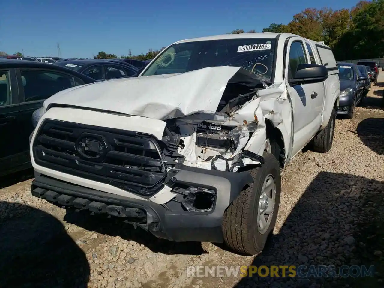 2 Photograph of a damaged car 5TFRX5GN3KX152964 TOYOTA TACOMA 2019