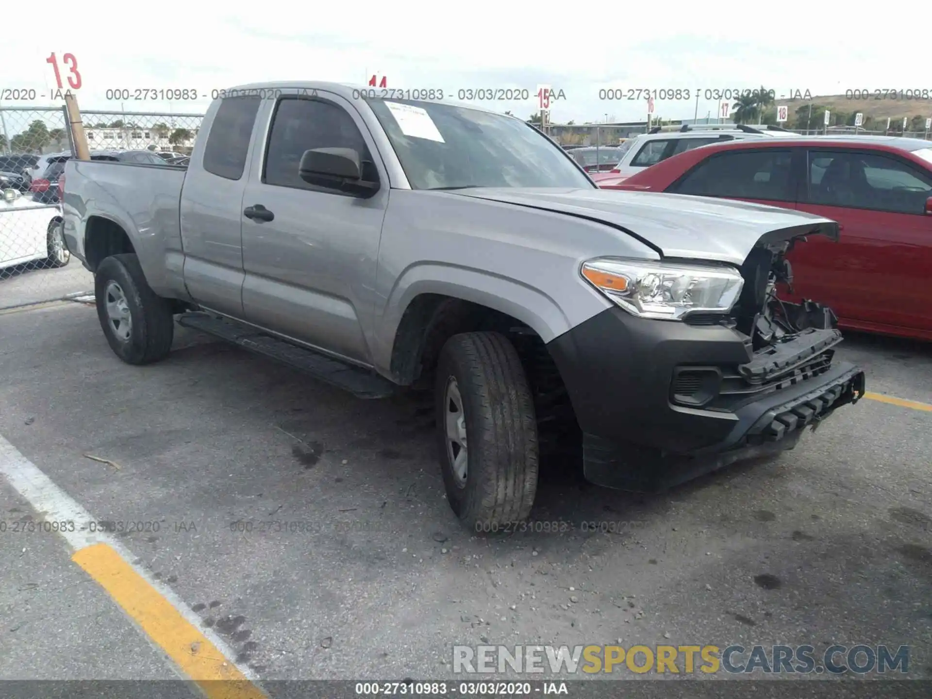 1 Photograph of a damaged car 5TFRX5GN5KX135745 TOYOTA TACOMA 2019