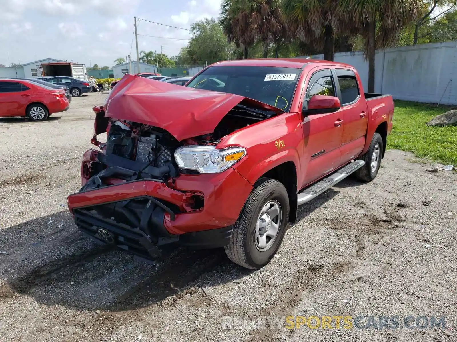 2 Photograph of a damaged car 5TFAX5GN0LX181725 TOYOTA TACOMA 2020