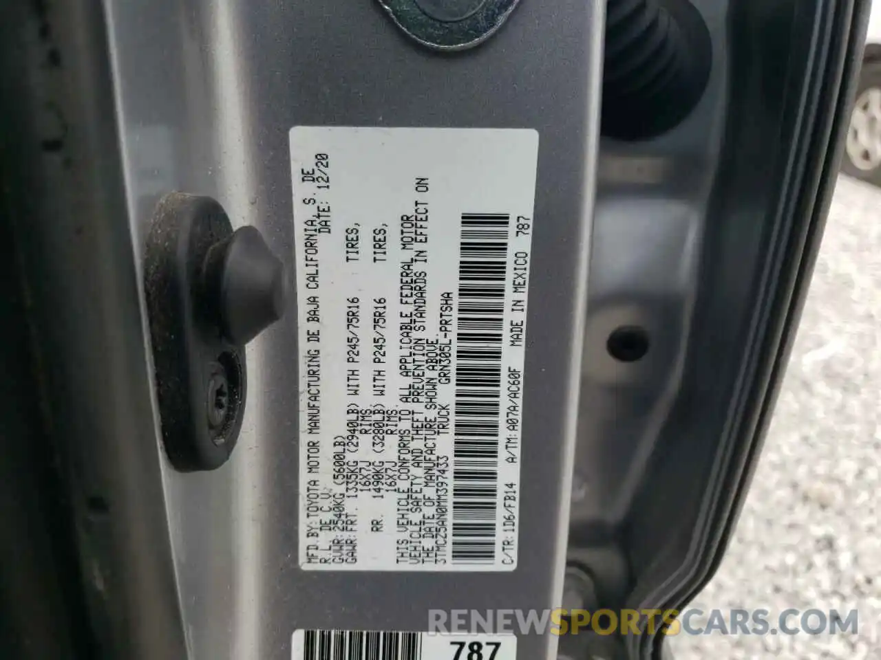 10 Фотография поврежденного автомобиля 3TMCZ5AN0MM397433 TOYOTA TACOMA 2021