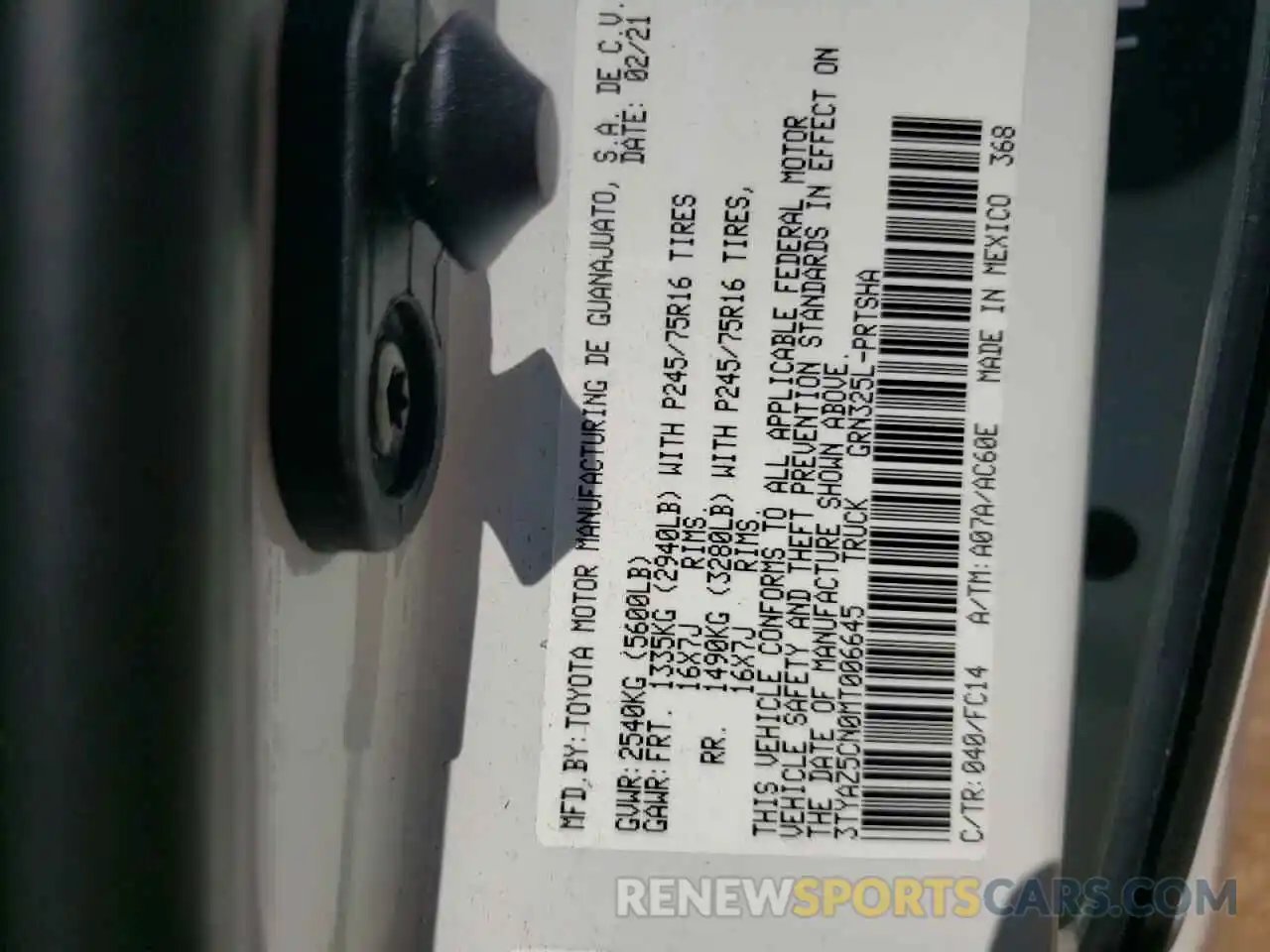 10 Фотография поврежденного автомобиля 3TYAZ5CN0MT006645 TOYOTA TACOMA 2021