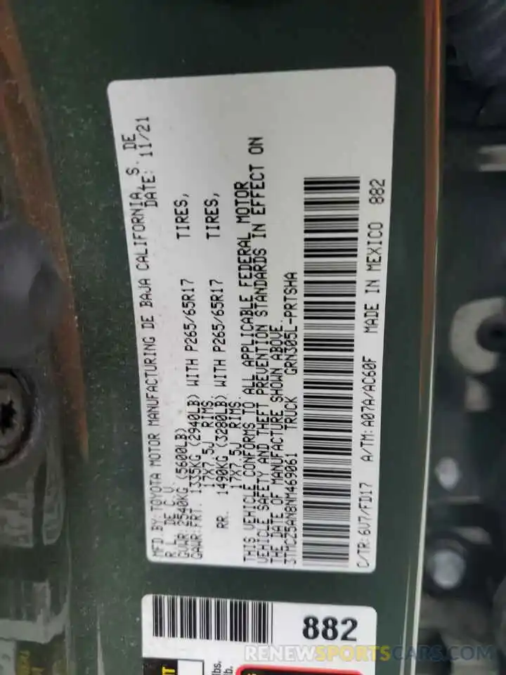 13 Фотография поврежденного автомобиля 3TMCZ5AN8NM469061 TOYOTA TACOMA 2022