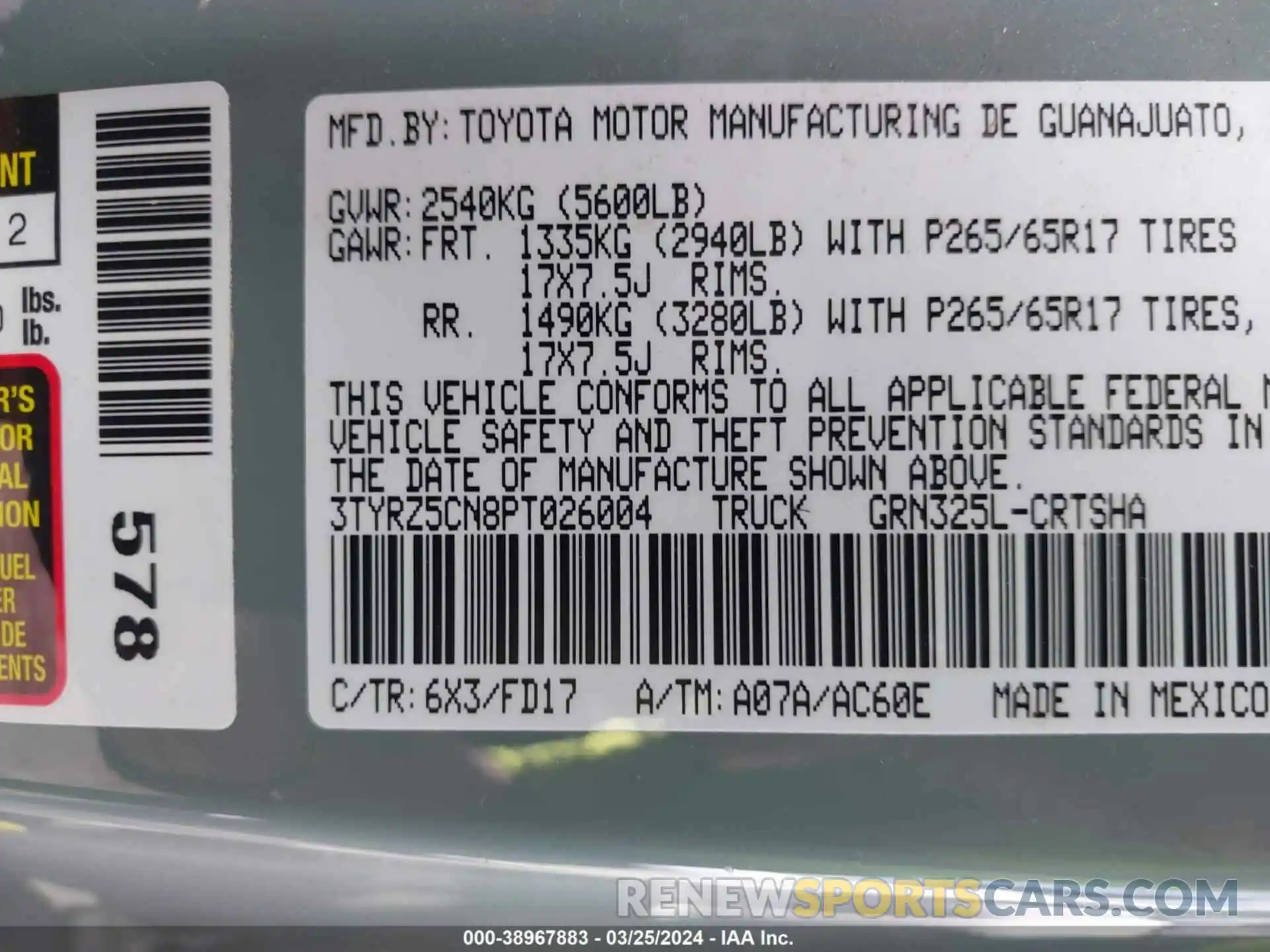 9 Photograph of a damaged car 3TYRZ5CN8PT026004 TOYOTA TACOMA 2023