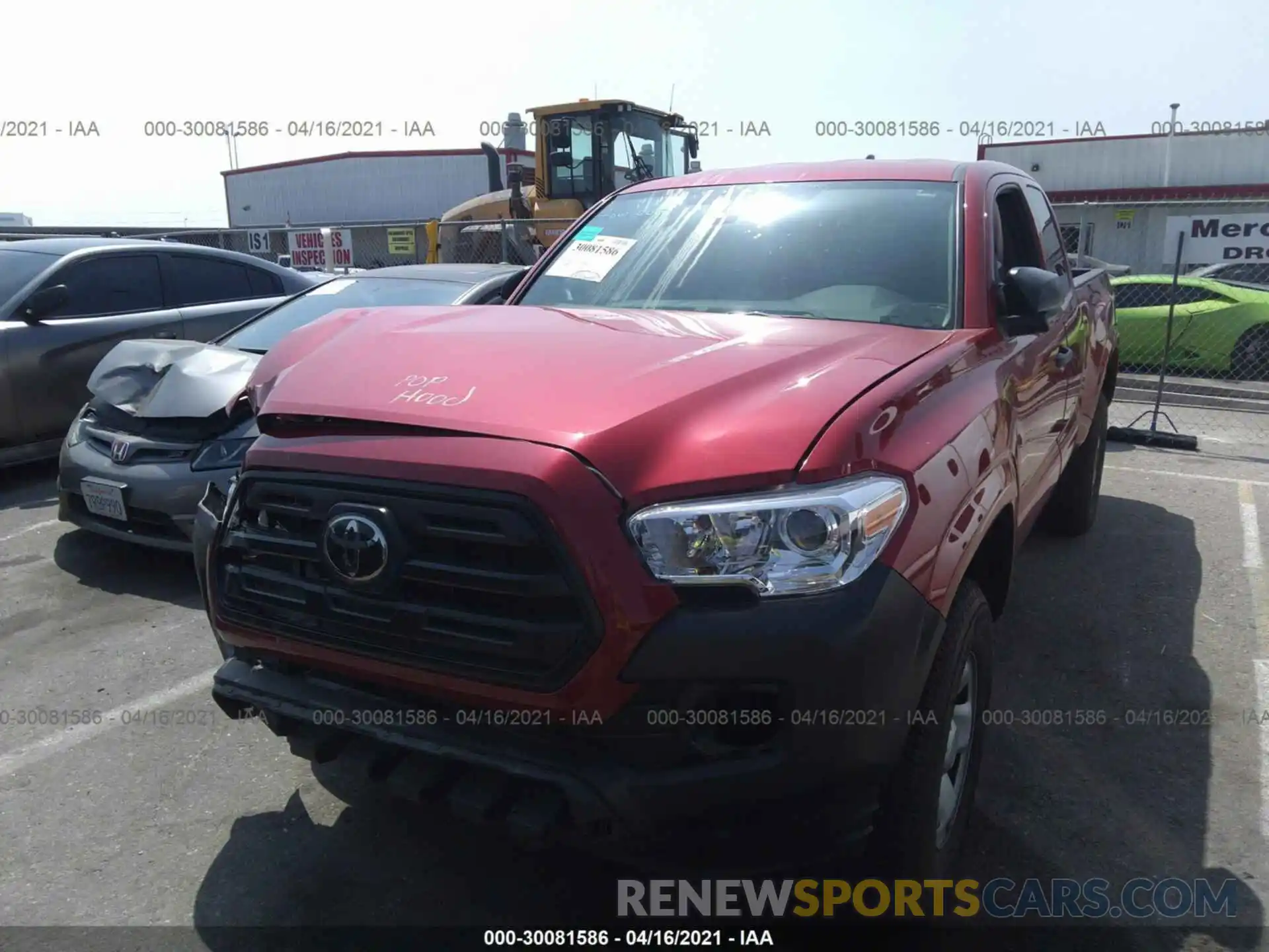 2 Photograph of a damaged car 5TFRX5GN9KX151947 TOYOTA TACOMA 2WD 2019