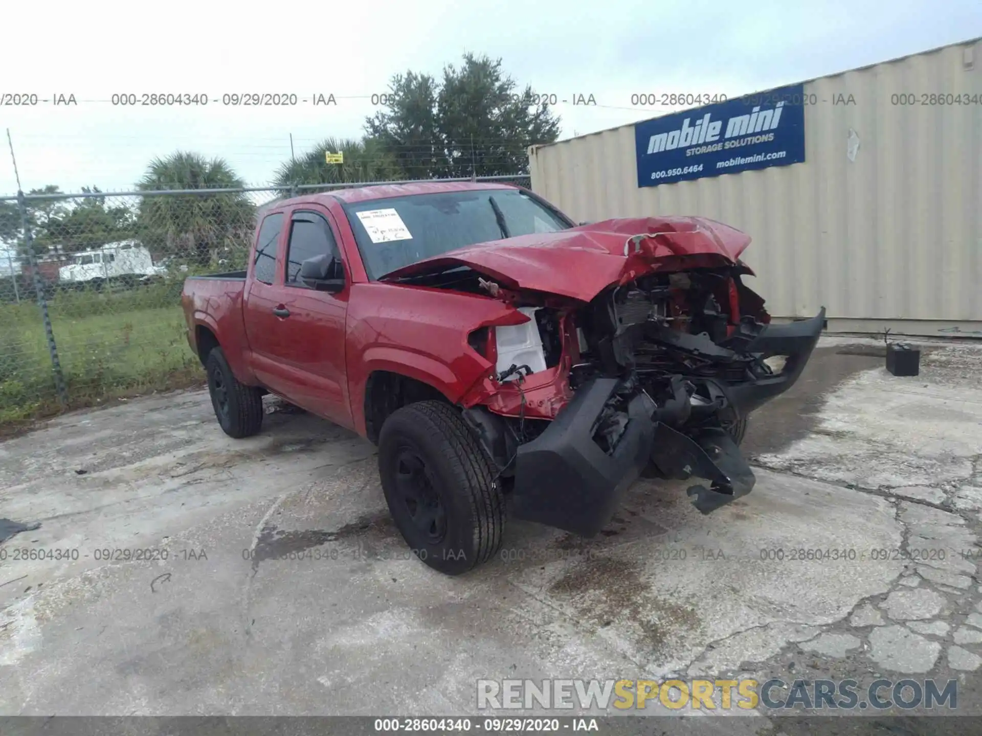 1 Photograph of a damaged car 5TFRX5GN9LX173142 TOYOTA TACOMA 2WD 2020