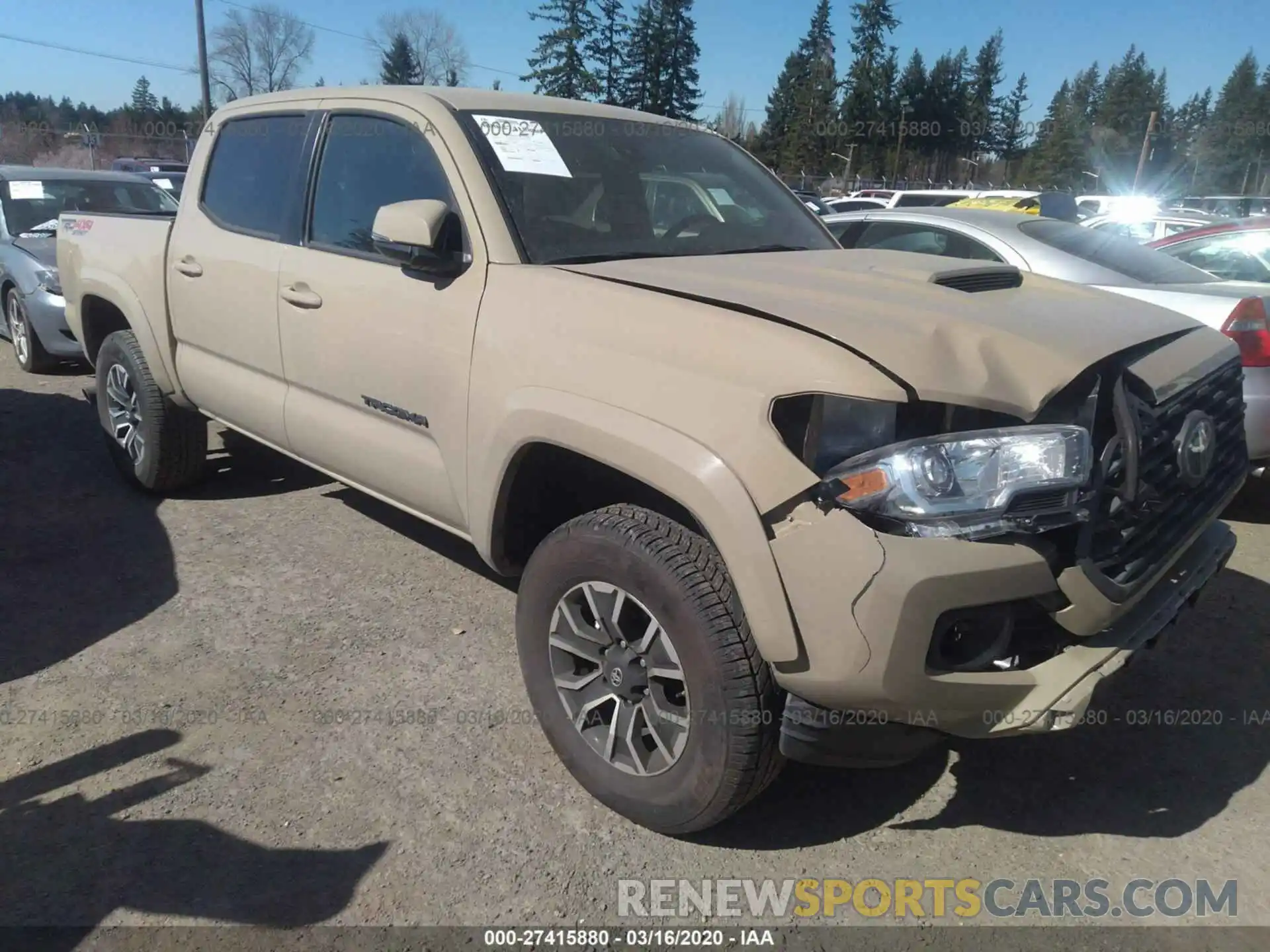 1 Photograph of a damaged car 3TMCZ5AN2LM296604 TOYOTA TACOMA 4WD 2020