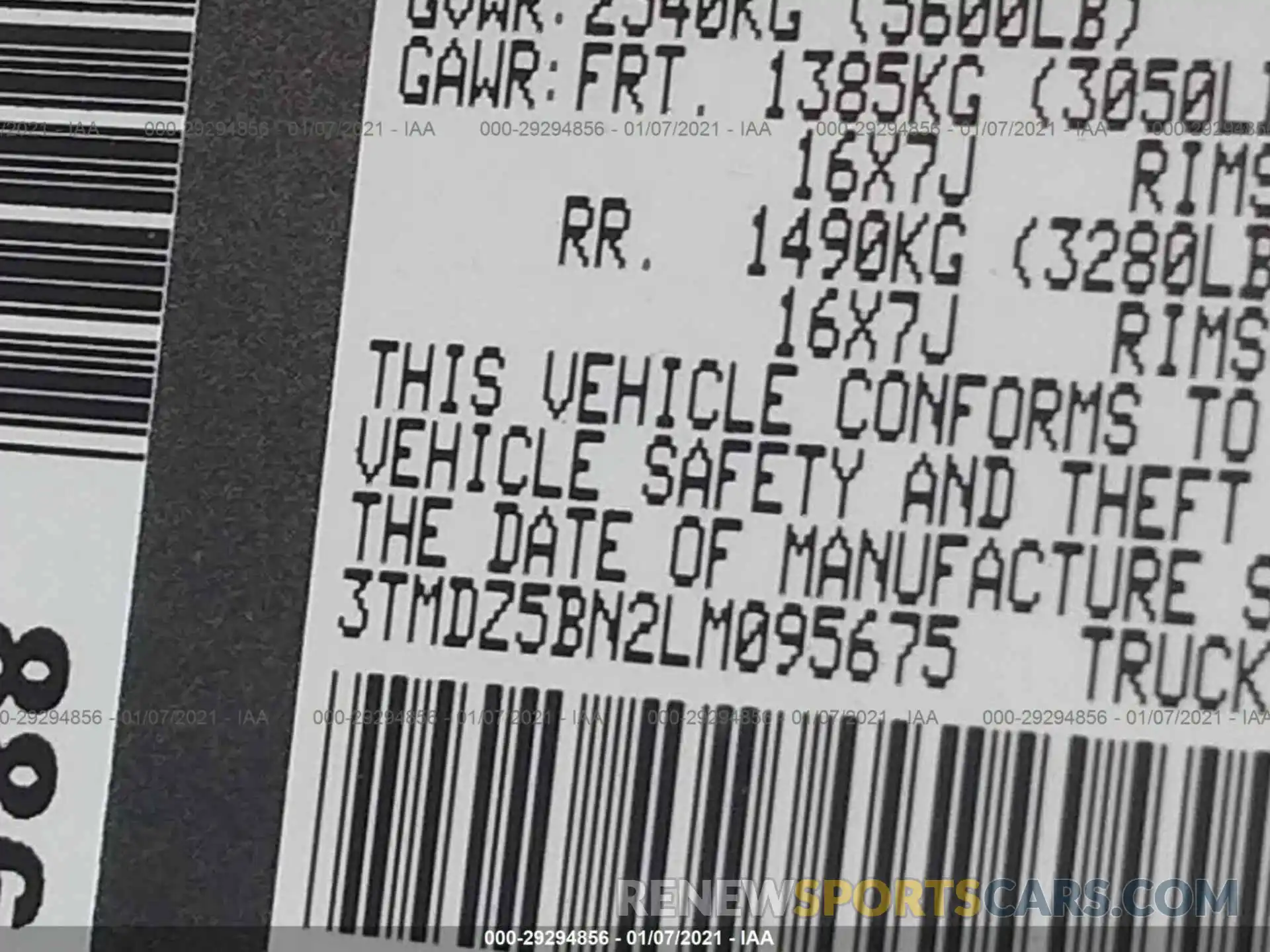 9 Photograph of a damaged car 3TMDZ5BN2LM095675 TOYOTA TACOMA 4WD 2020