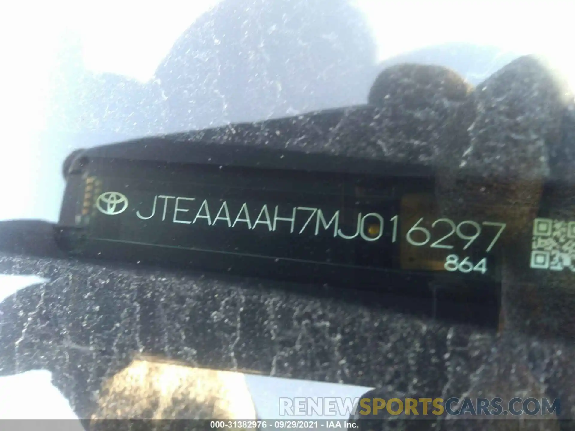 9 Фотография поврежденного автомобиля JTEAAAAH7MJ016297 TOYOTA VENZA 2021