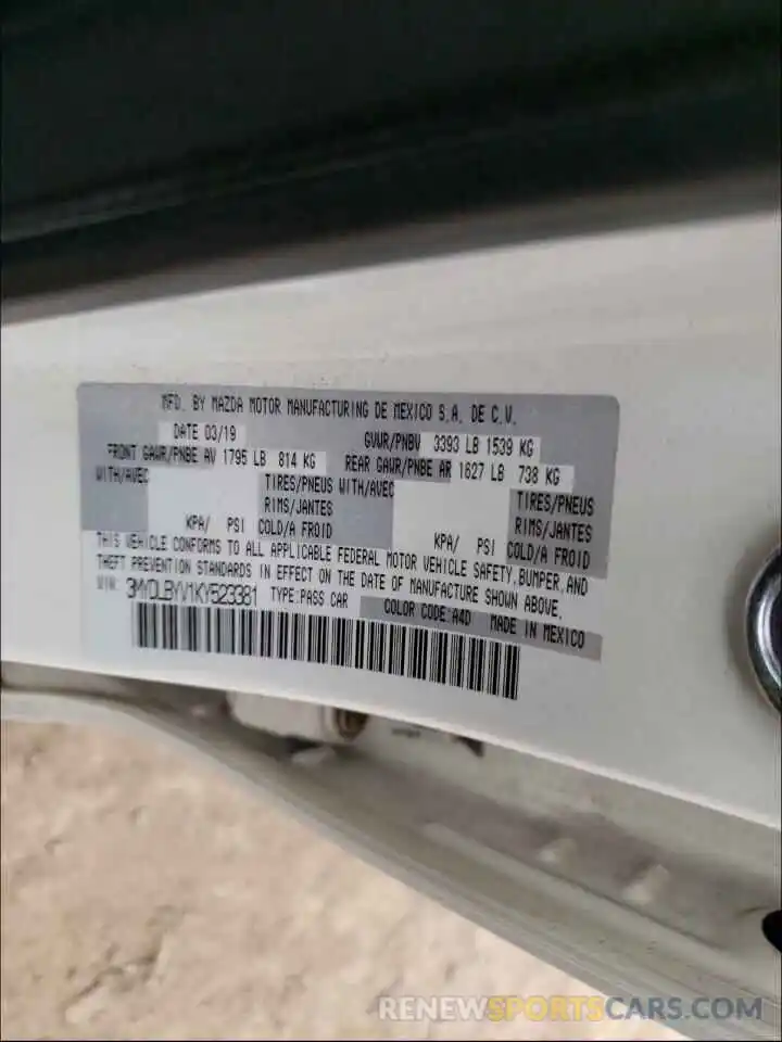 10 Photograph of a damaged car 3MYDLBYV1KY523381 TOYOTA YARIS 2019