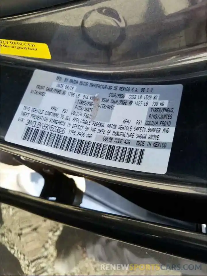 10 Photograph of a damaged car 3MYDLBYV5KY503828 TOYOTA YARIS 2019