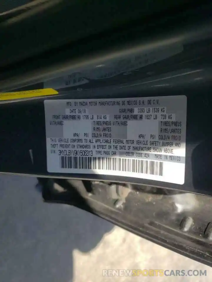 10 Photograph of a damaged car 3MYDLBYV9KY506313 TOYOTA YARIS 2019