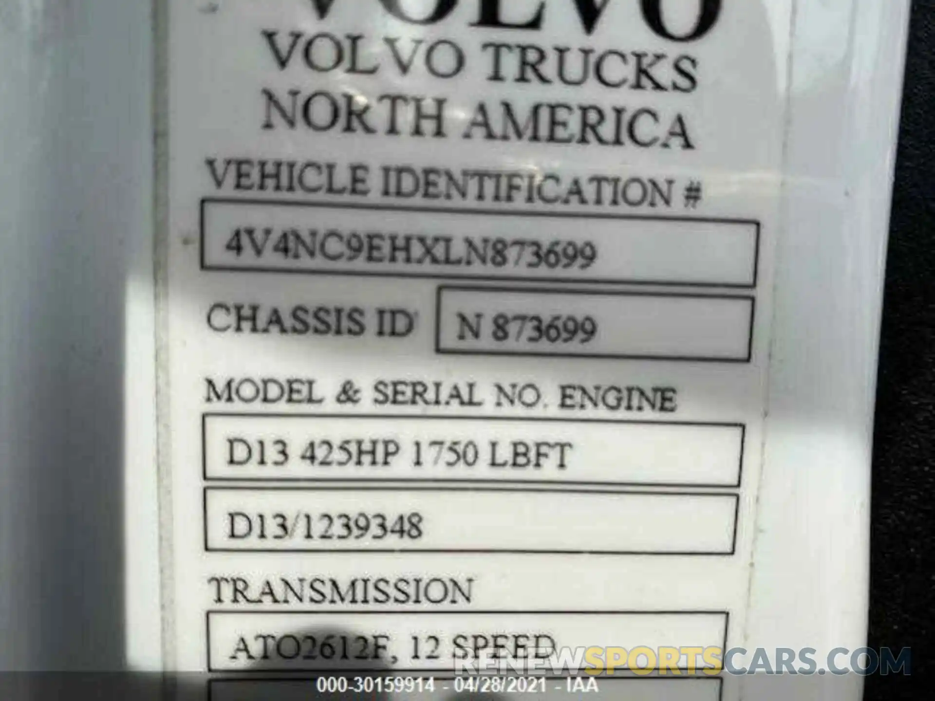 10 Фотография поврежденного автомобиля 4V4NC9EHXLN873699 VOLVO VN 2020