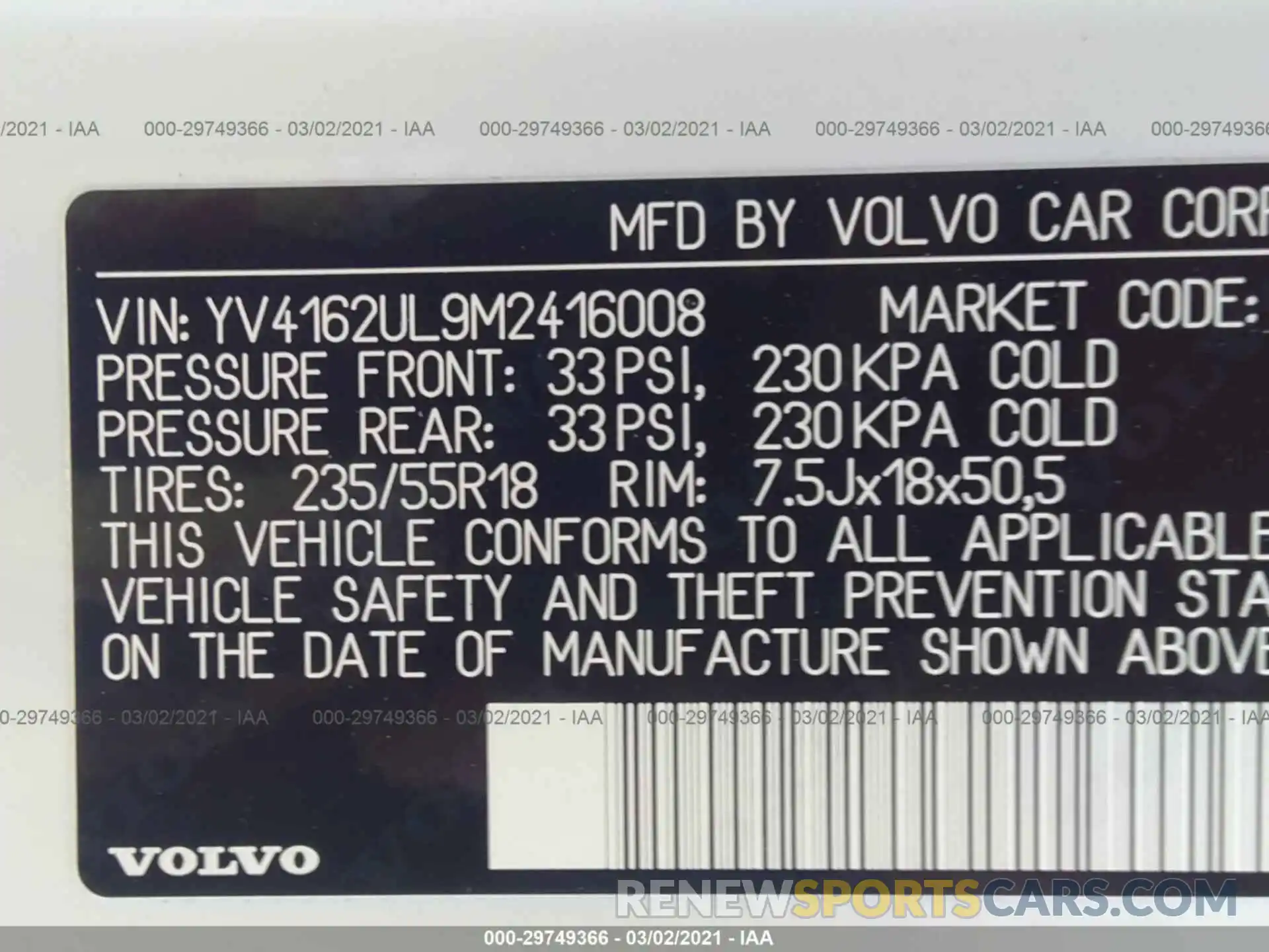 9 Photograph of a damaged car YV4162UL9M2416008 VOLVO XC40 2021