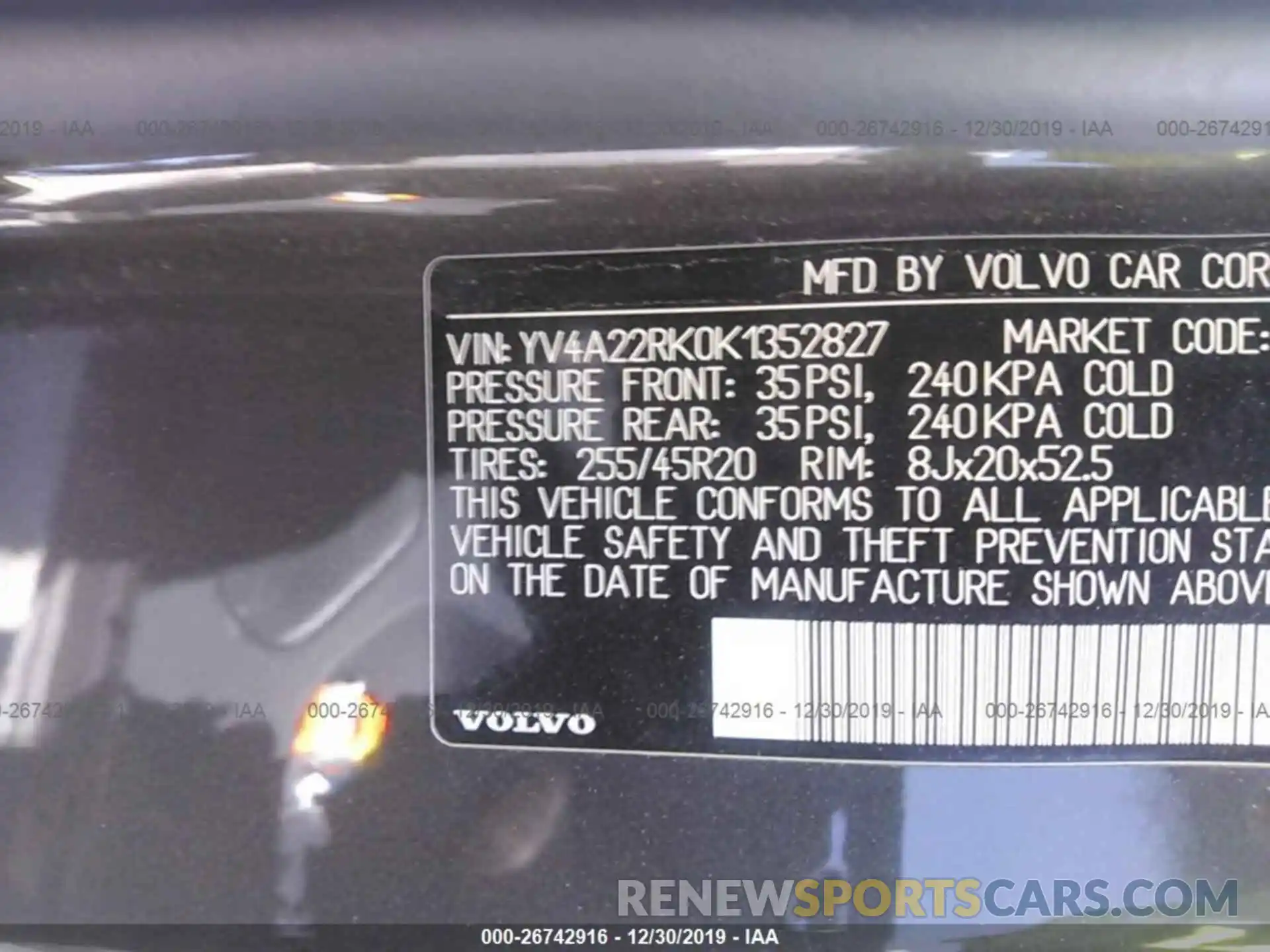 9 Фотография поврежденного автомобиля YV4A22RK0K1352827 VOLVO XC60 2019